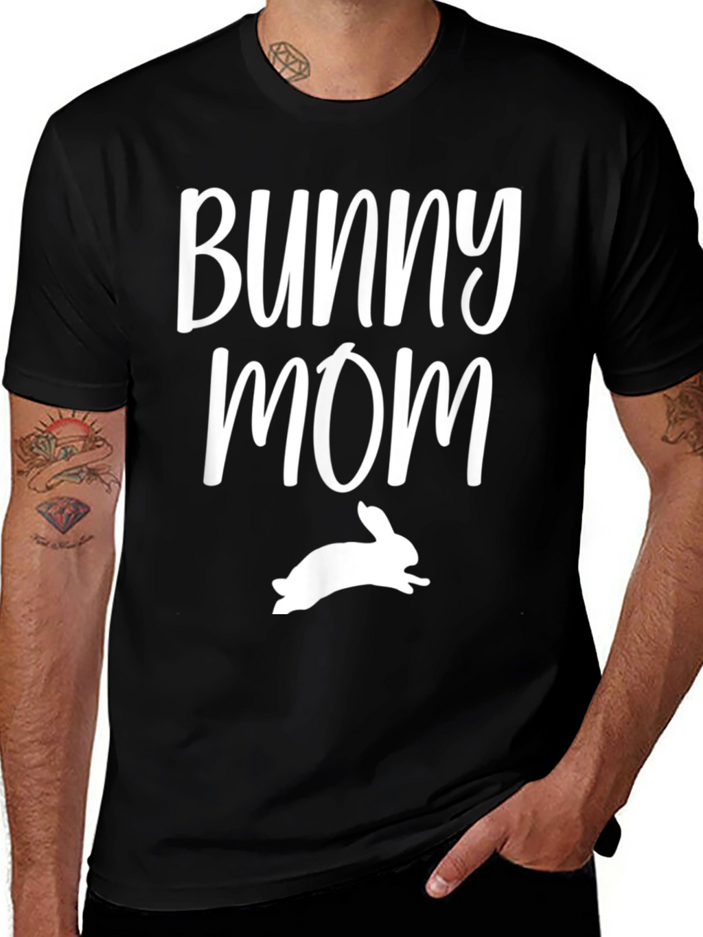 Bunny Mom Graphic Tee - Soft Black T-Shirt