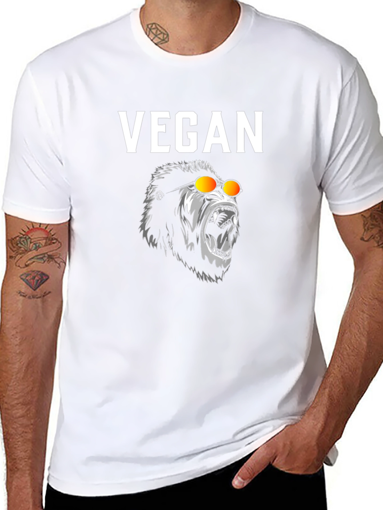 Vegan Gorilla Graphic Tee - Black Cotton T-Shirt