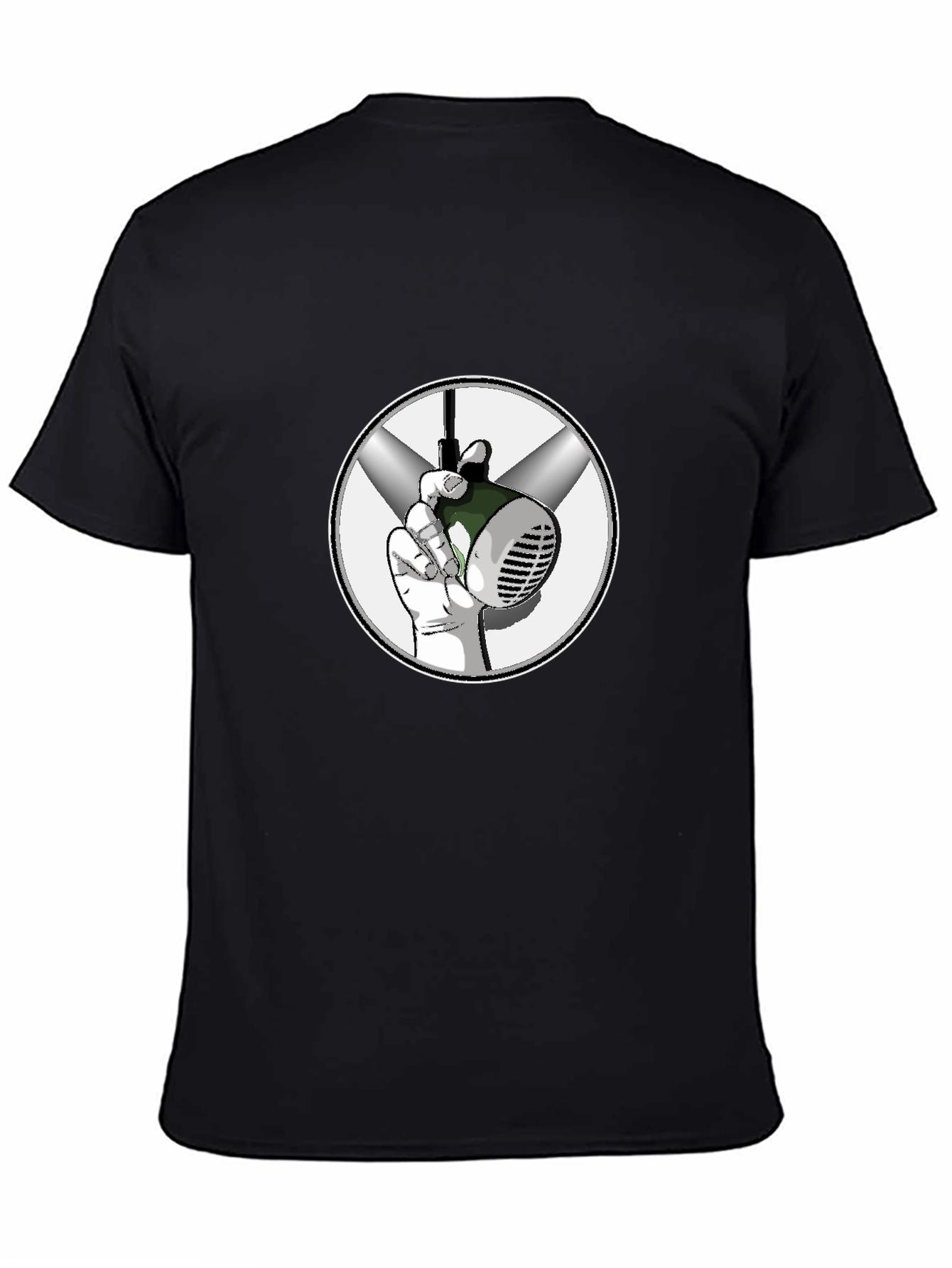 Graphic Tee: Hand Holding Vintage Microphone Design