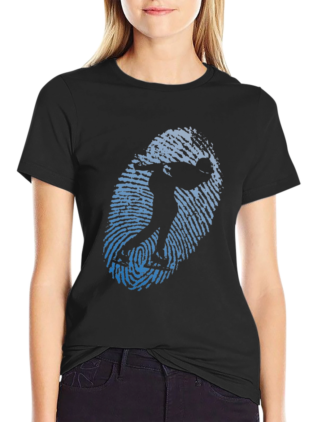Skater Fingerprint Graphic Tee - Black