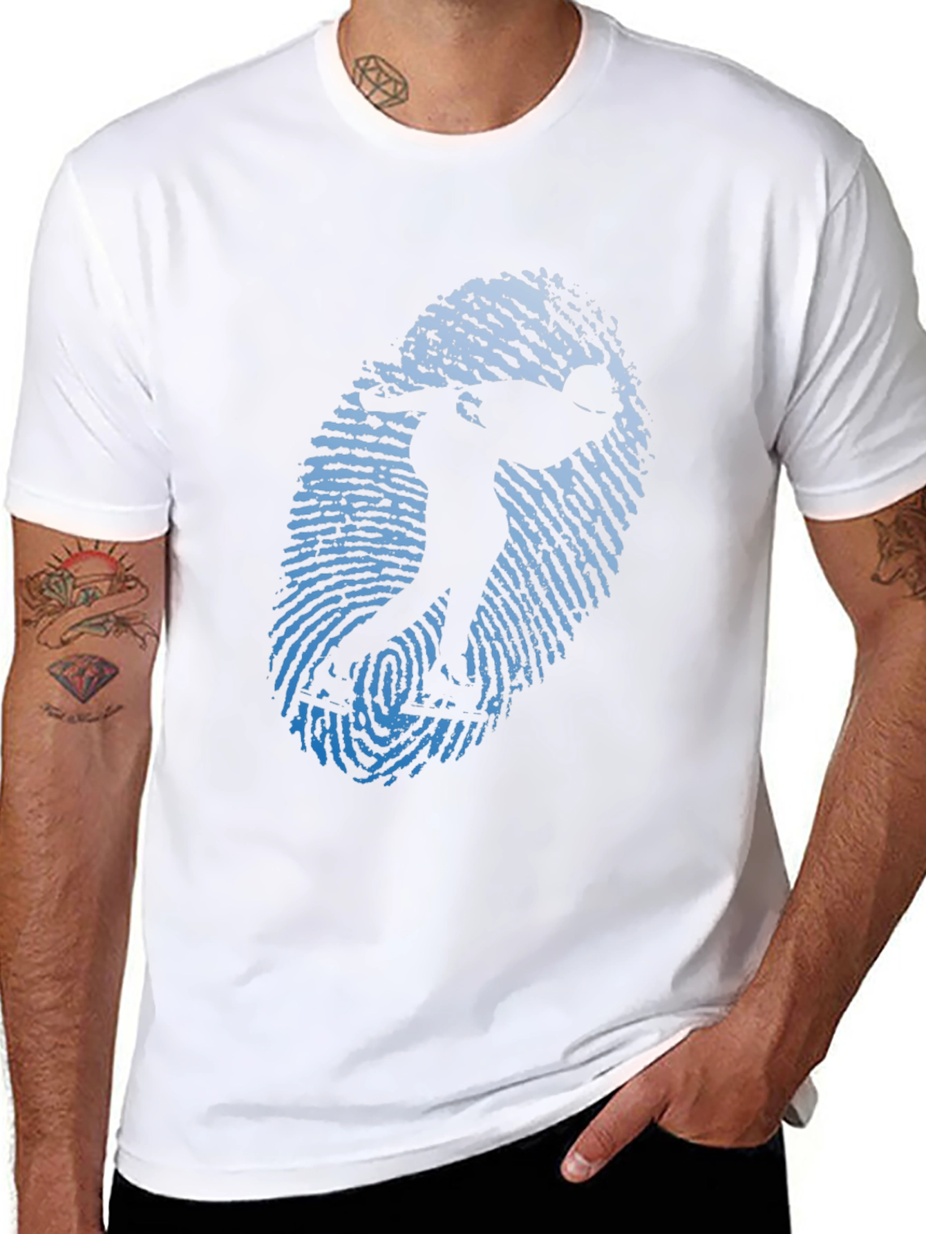 Skater Fingerprint Graphic Tee - Black
