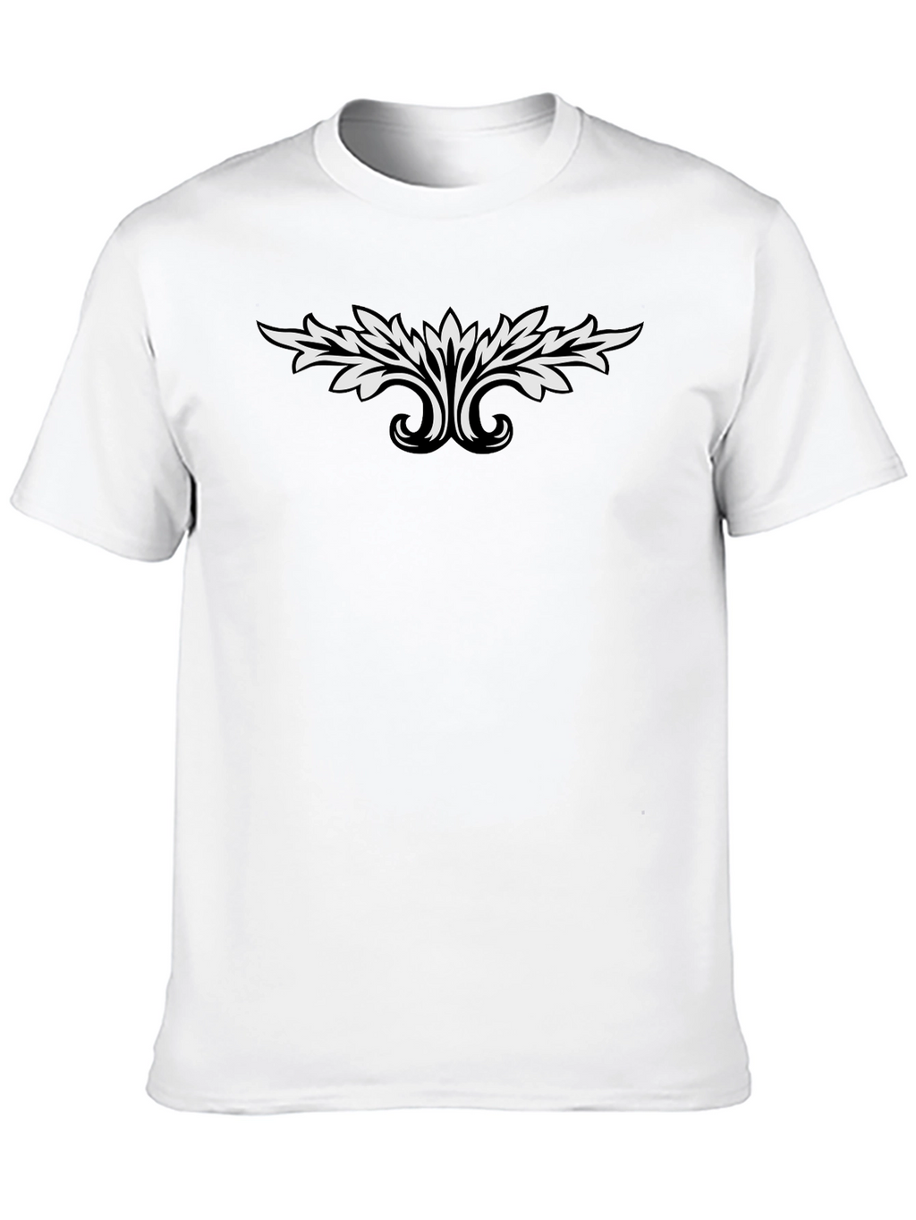 Black T-Shirt with White Leaf Design