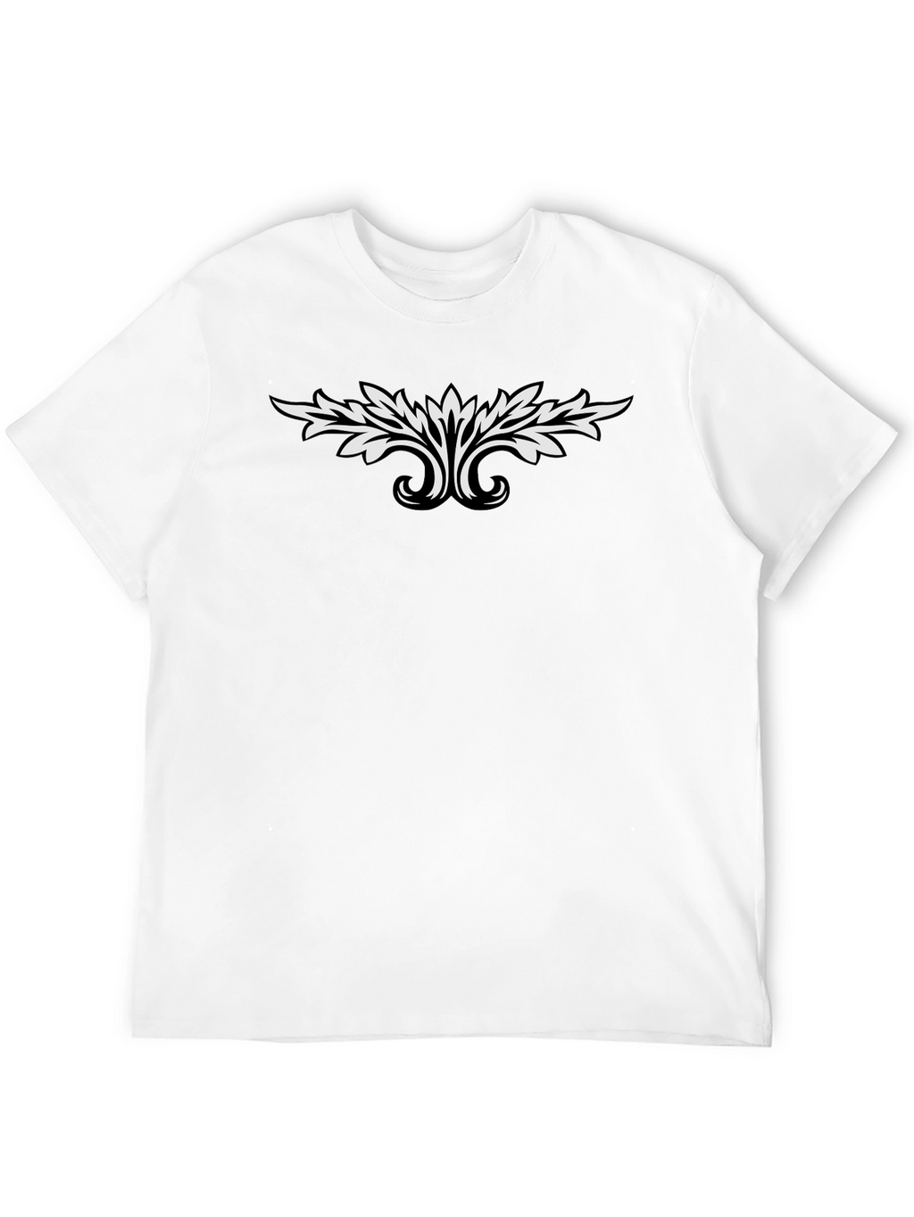 Black T-Shirt with White Leaf Design