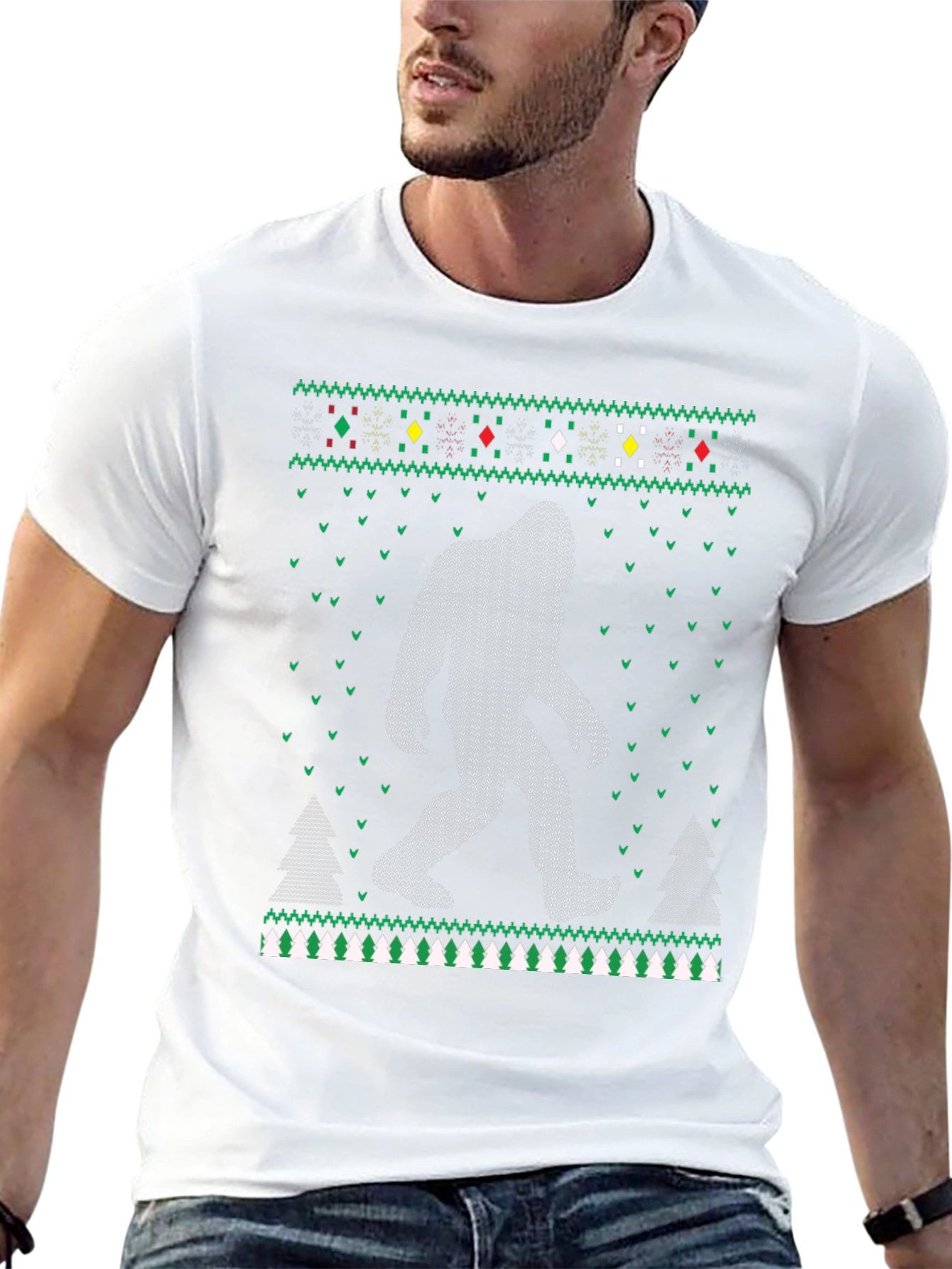 Bigfoot Christmas Pattern T-Shirt