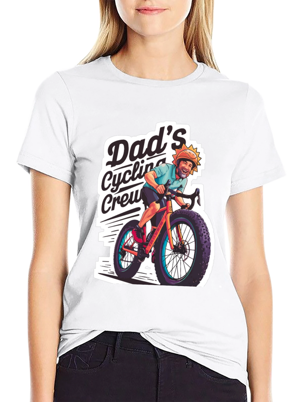 Dads Cycling Crew Black Graphic Tee