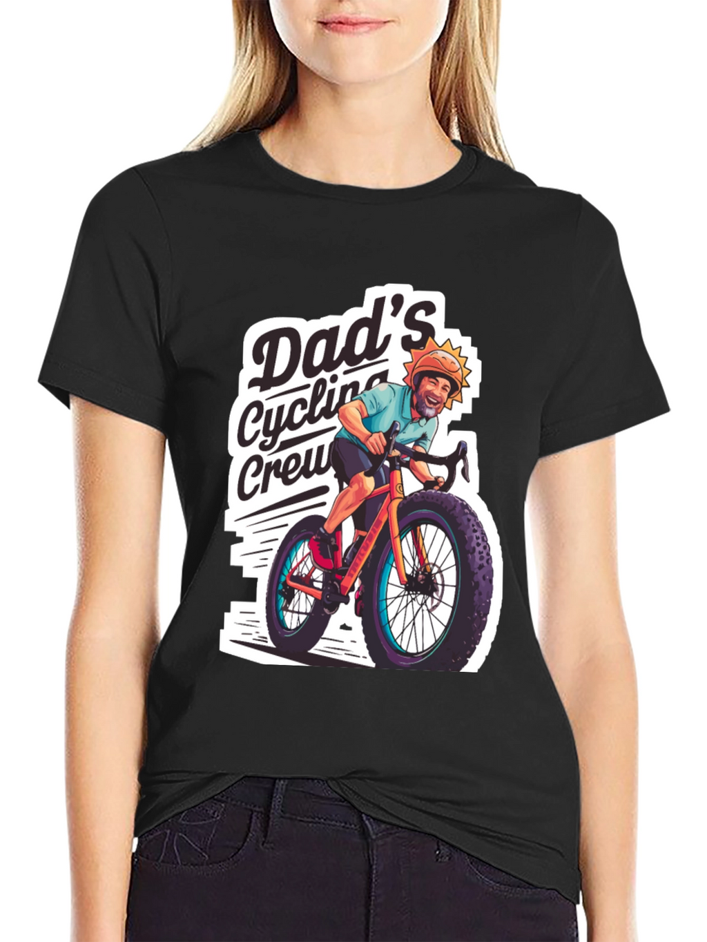 Dads Cycling Crew Black Graphic Tee