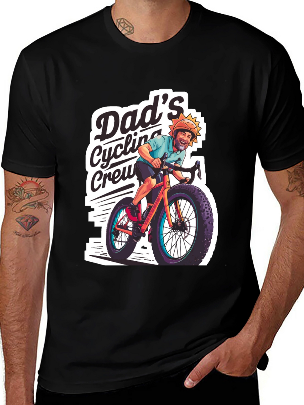 Dads Cycling Crew Black Graphic Tee