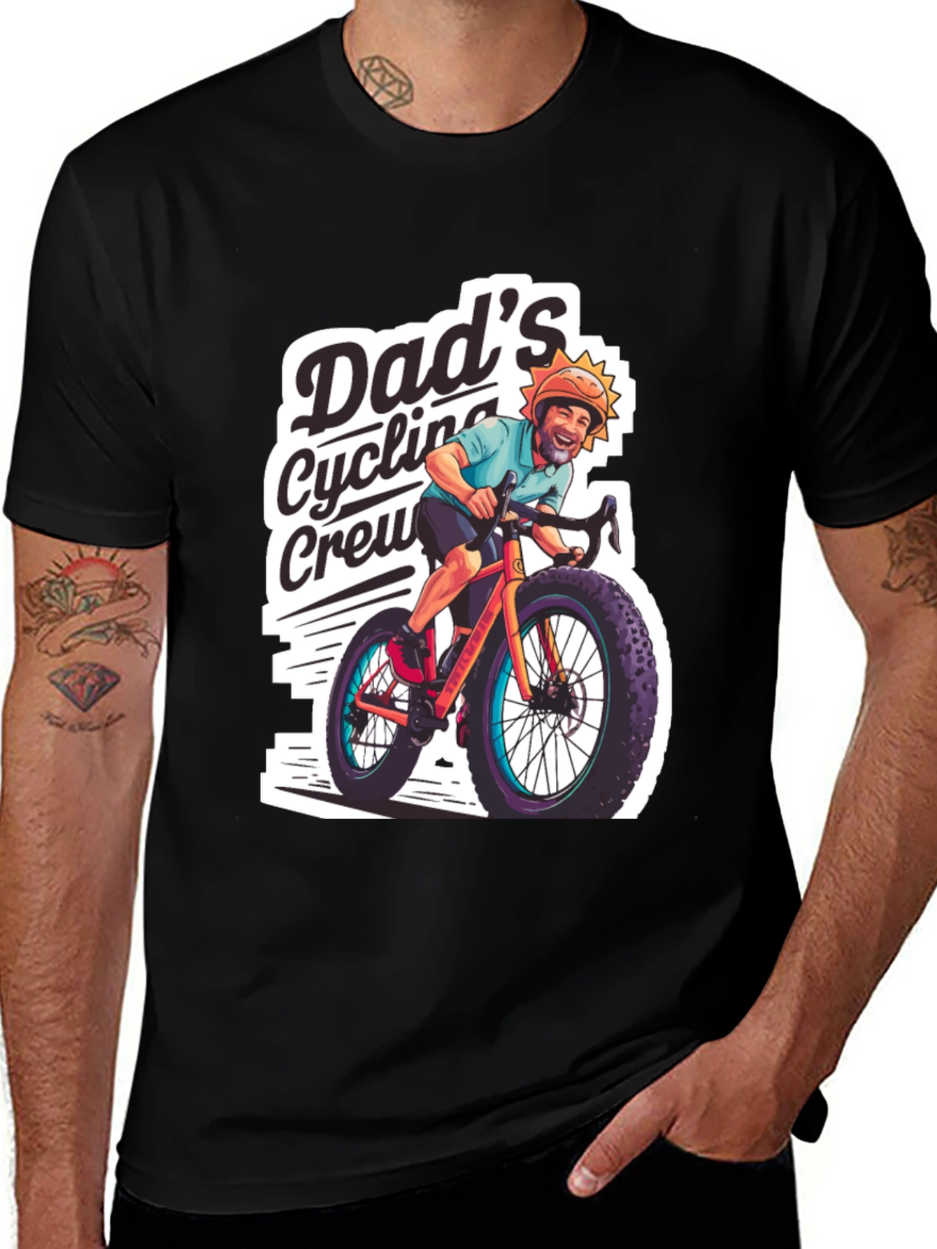 Dads Cycling Crew Black Graphic Tee