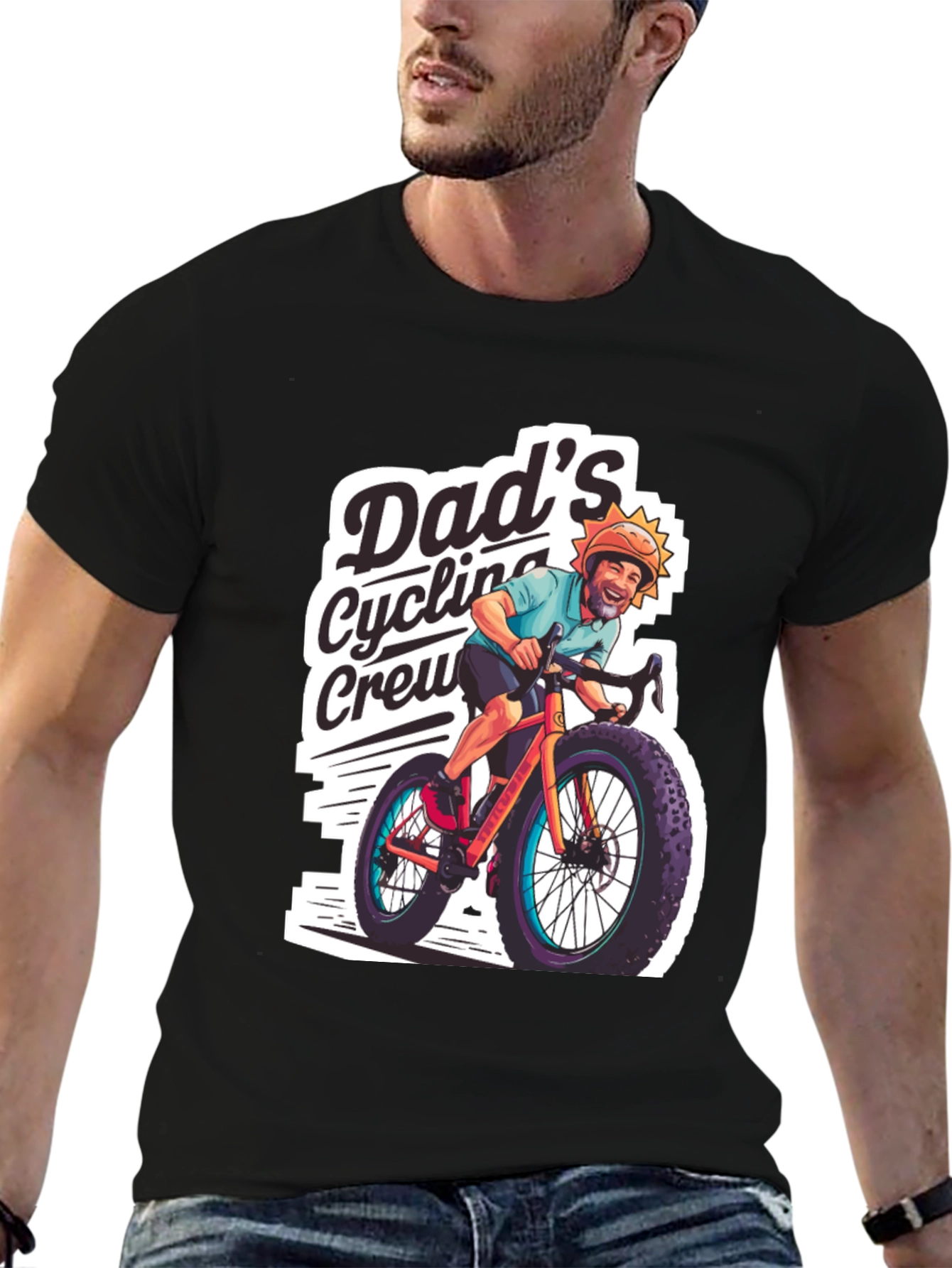 Dads Cycling Crew Black Graphic Tee