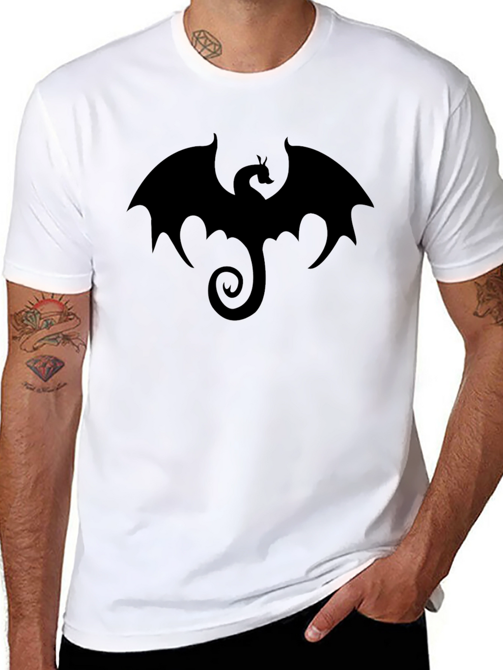 Mens Black Dragon Graphic T-Shirt
