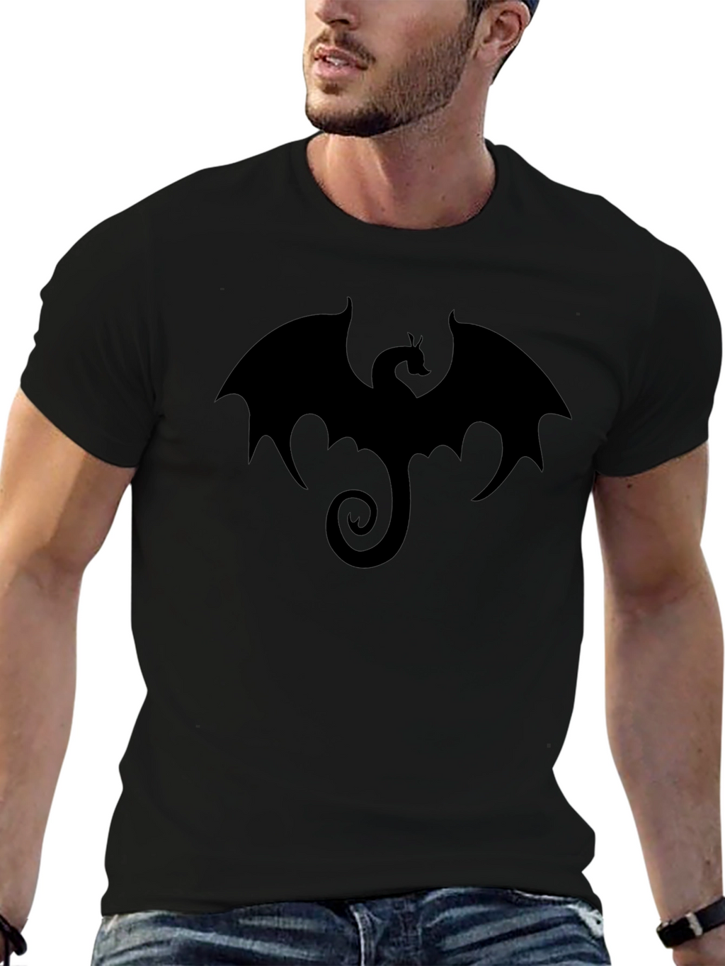 Mens Black Dragon Graphic T-Shirt