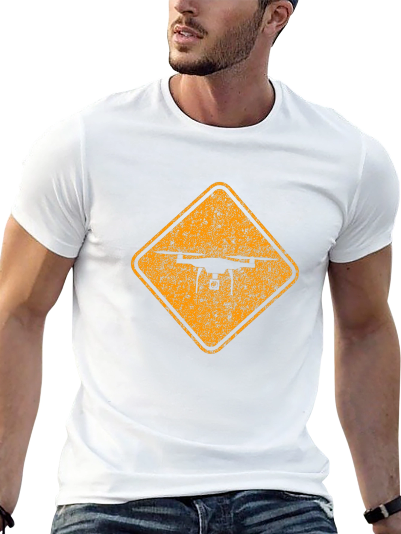 Drone Crossing Sign - Mens Black Graphic Tee