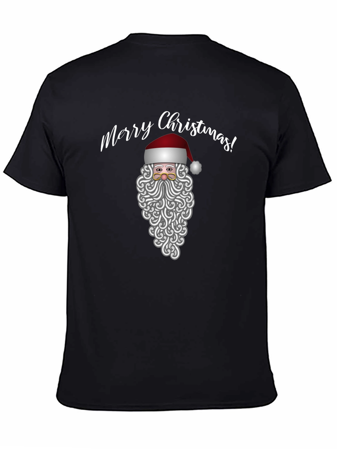 Merry Christmas Santa Graphic Tee - Black Holiday Shirt