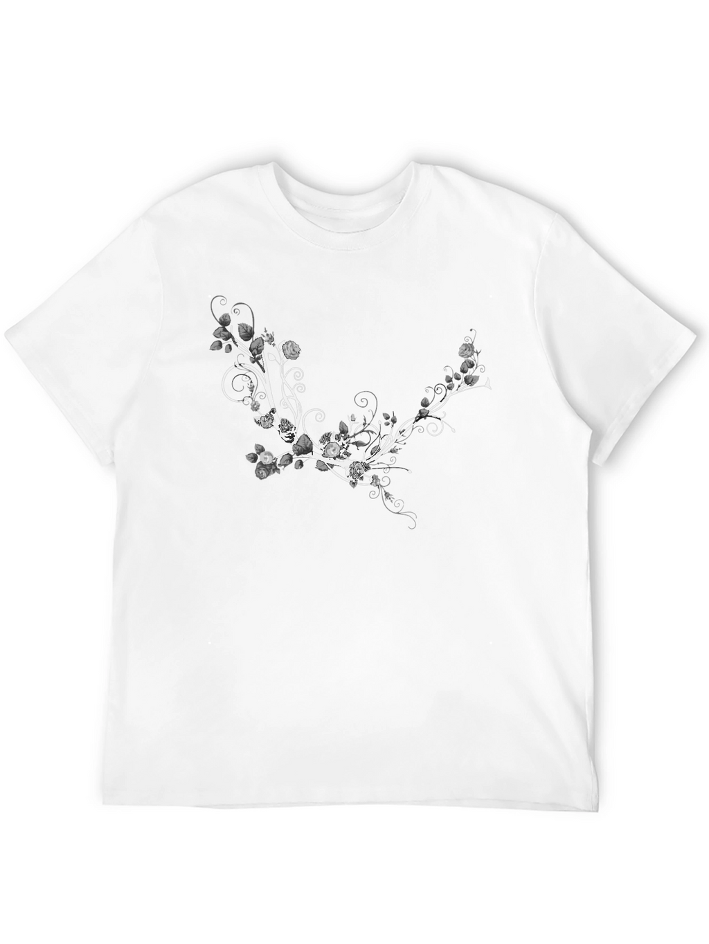 Floral Vine Graphic T-Shirt - Stylish Black Tee