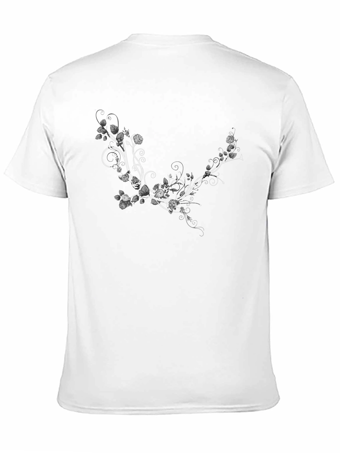 Floral Vine Graphic T-Shirt - Stylish Black Tee