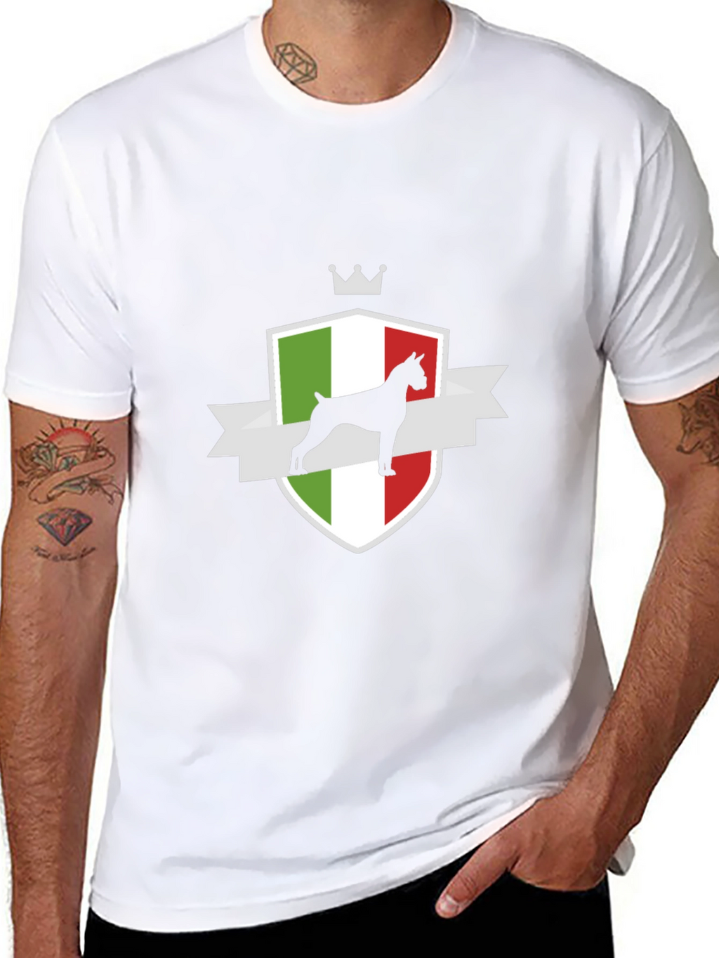Italian Boxer Dog Crest T-Shirt - Black