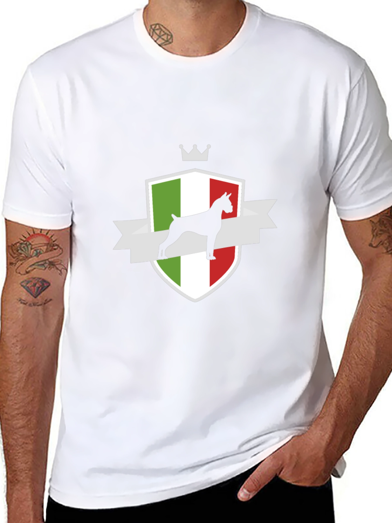 Italian Boxer Dog Crest T-Shirt - Black