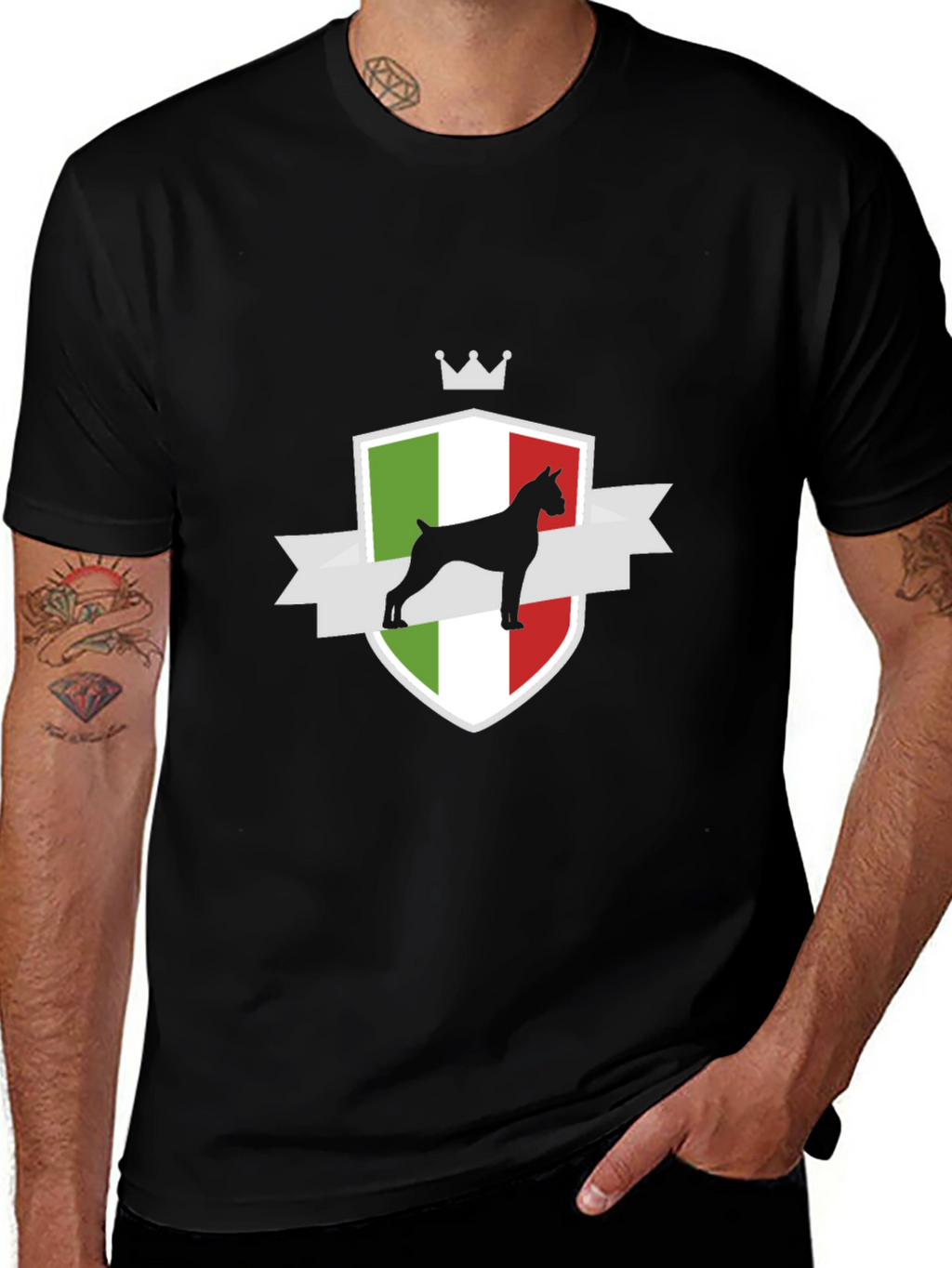 Italian Boxer Dog Crest T-Shirt - Black