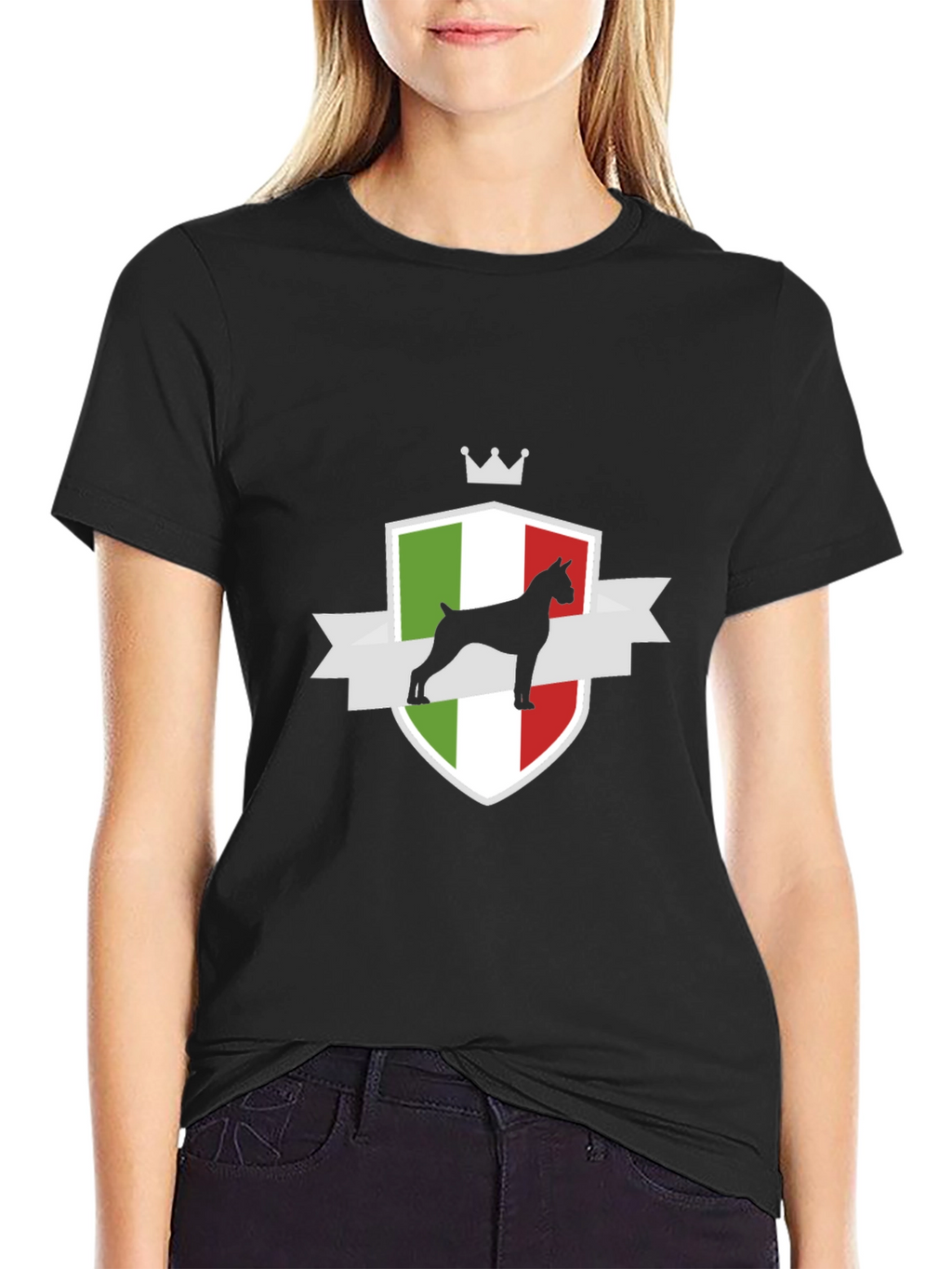 Italian Boxer Dog Crest T-Shirt - Black