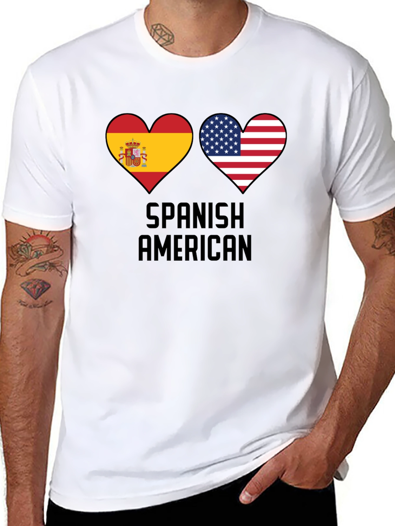 Spanish American Flag Heart T-Shirt