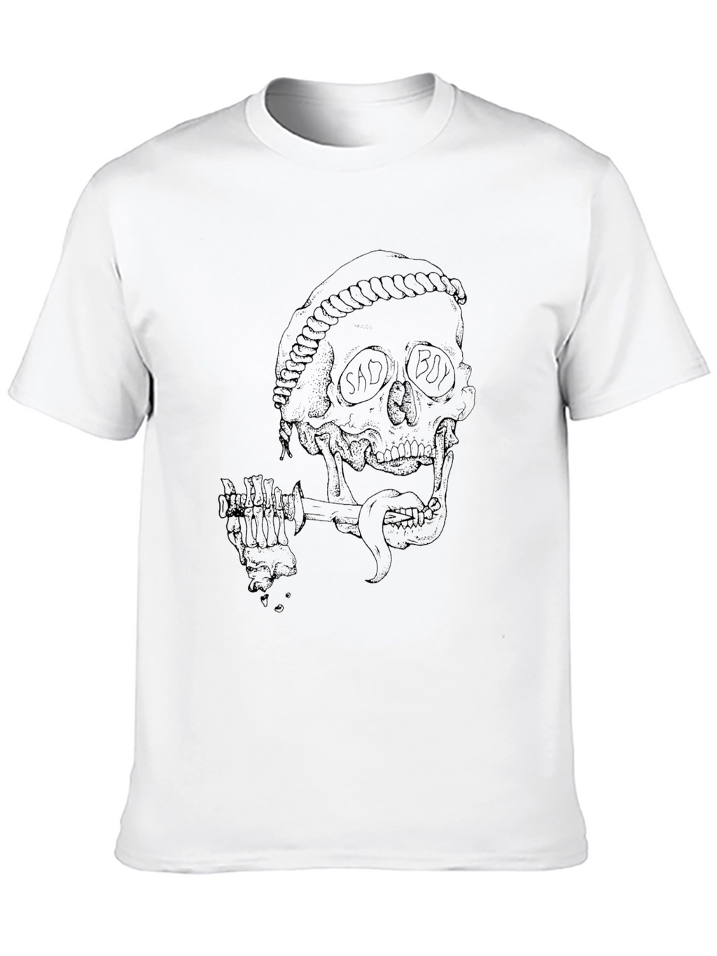 Mens Black Skull Graphic Print T-Shirt