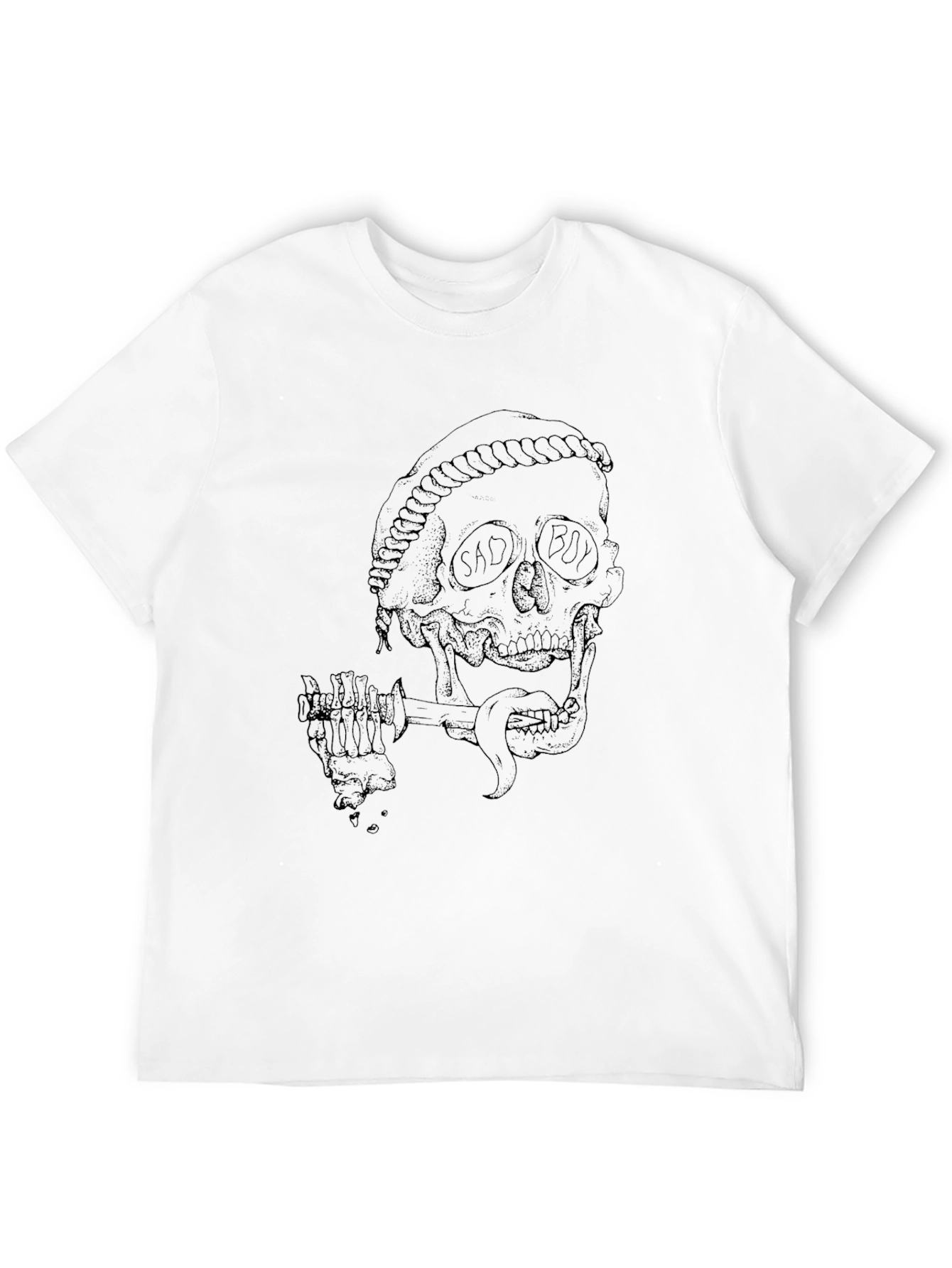 Mens Black Skull Graphic Print T-Shirt