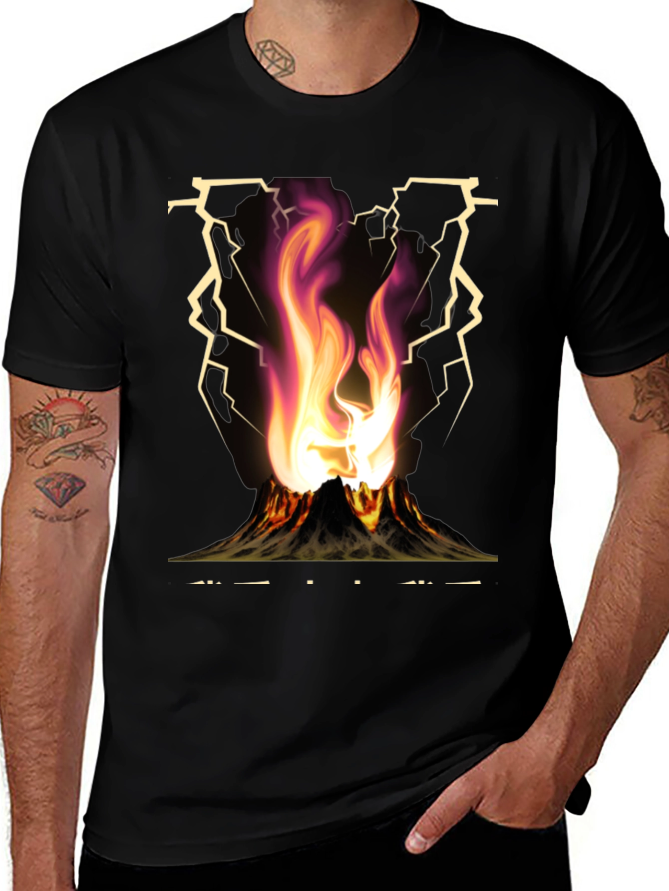 Volcano Lightning Graphic T-Shirt