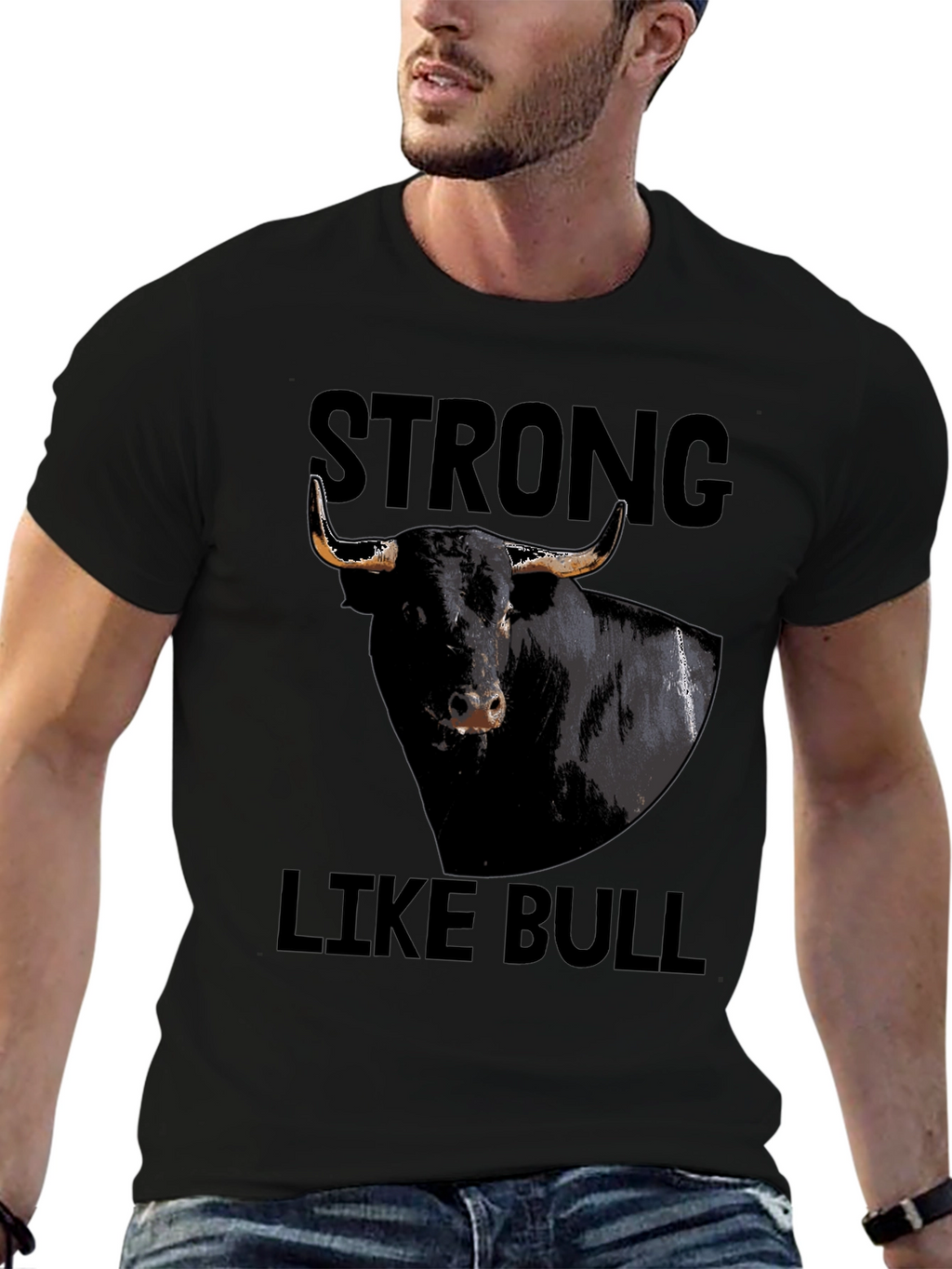 Strong Like Bull Graphic Tee - Black