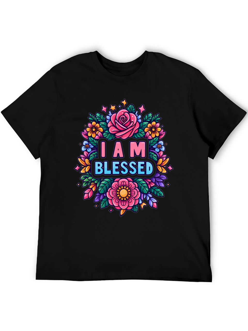 I AM BLESSED Floral Graphic T-Shirt
