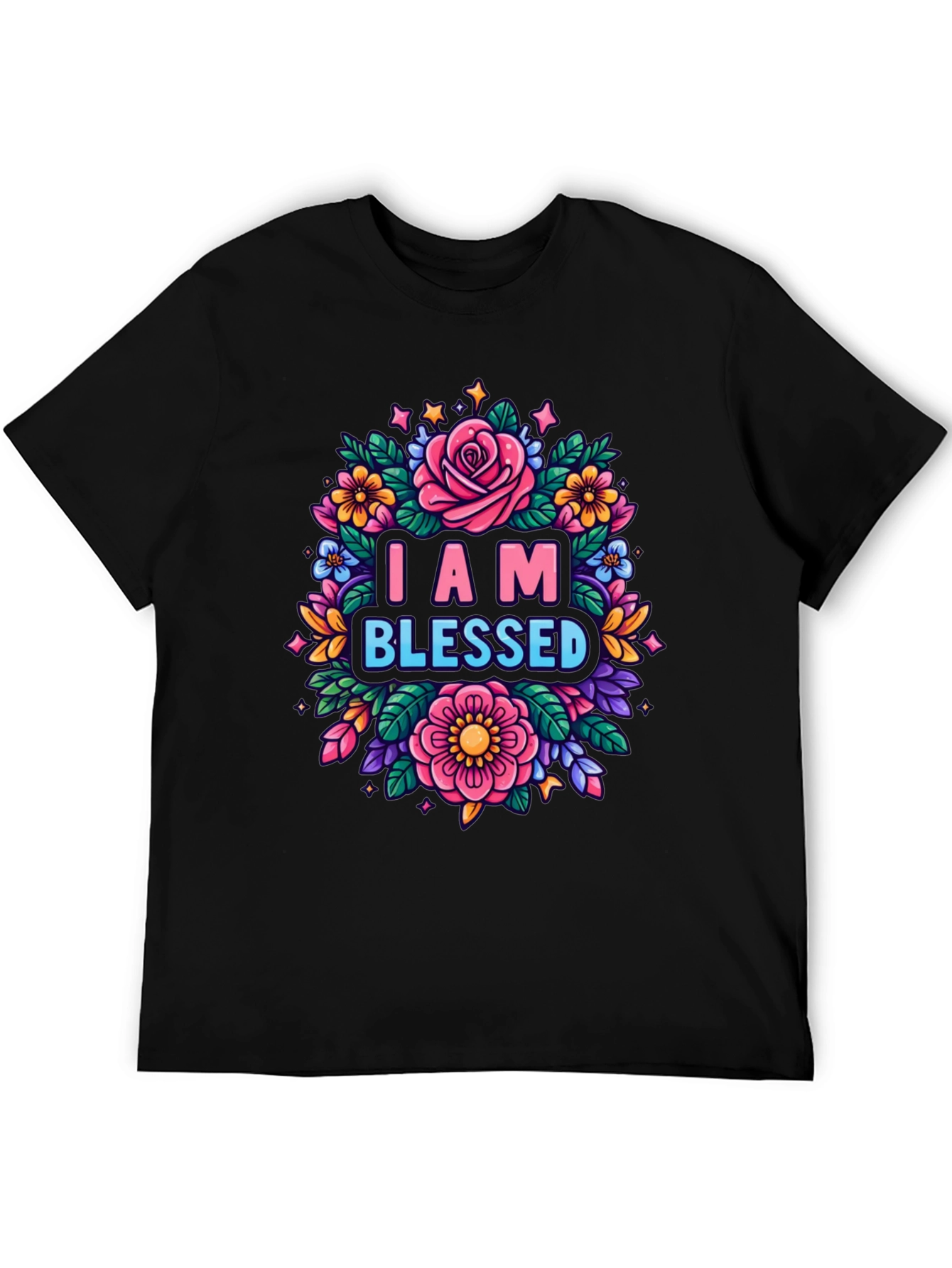 I AM BLESSED Floral Graphic T-Shirt