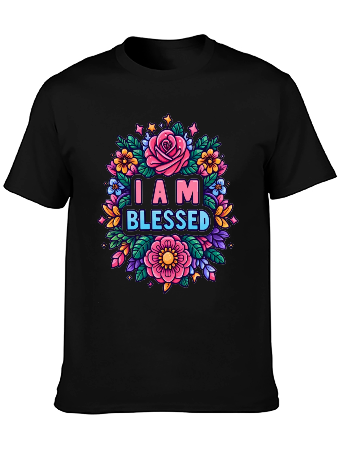 I AM BLESSED Floral Graphic T-Shirt