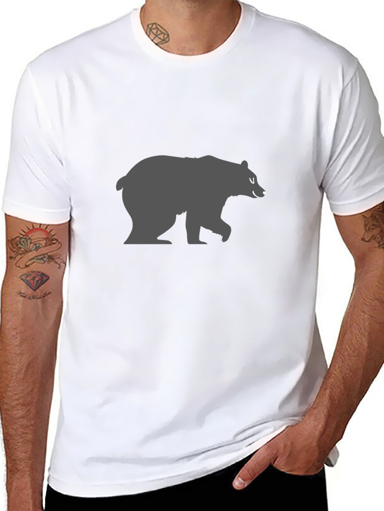 Mens Black Bear Graphic T-Shirt