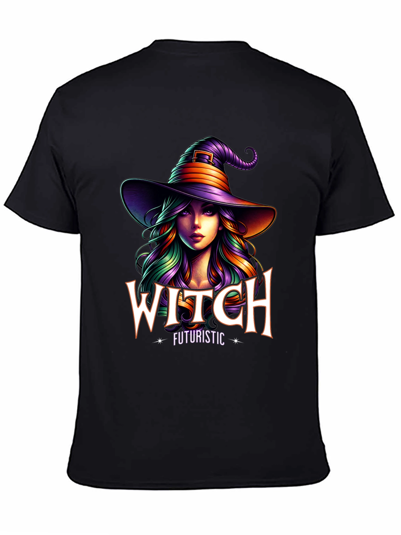 Futuristic Witch Graphic Tee - Unisex Halloween T-Shirt