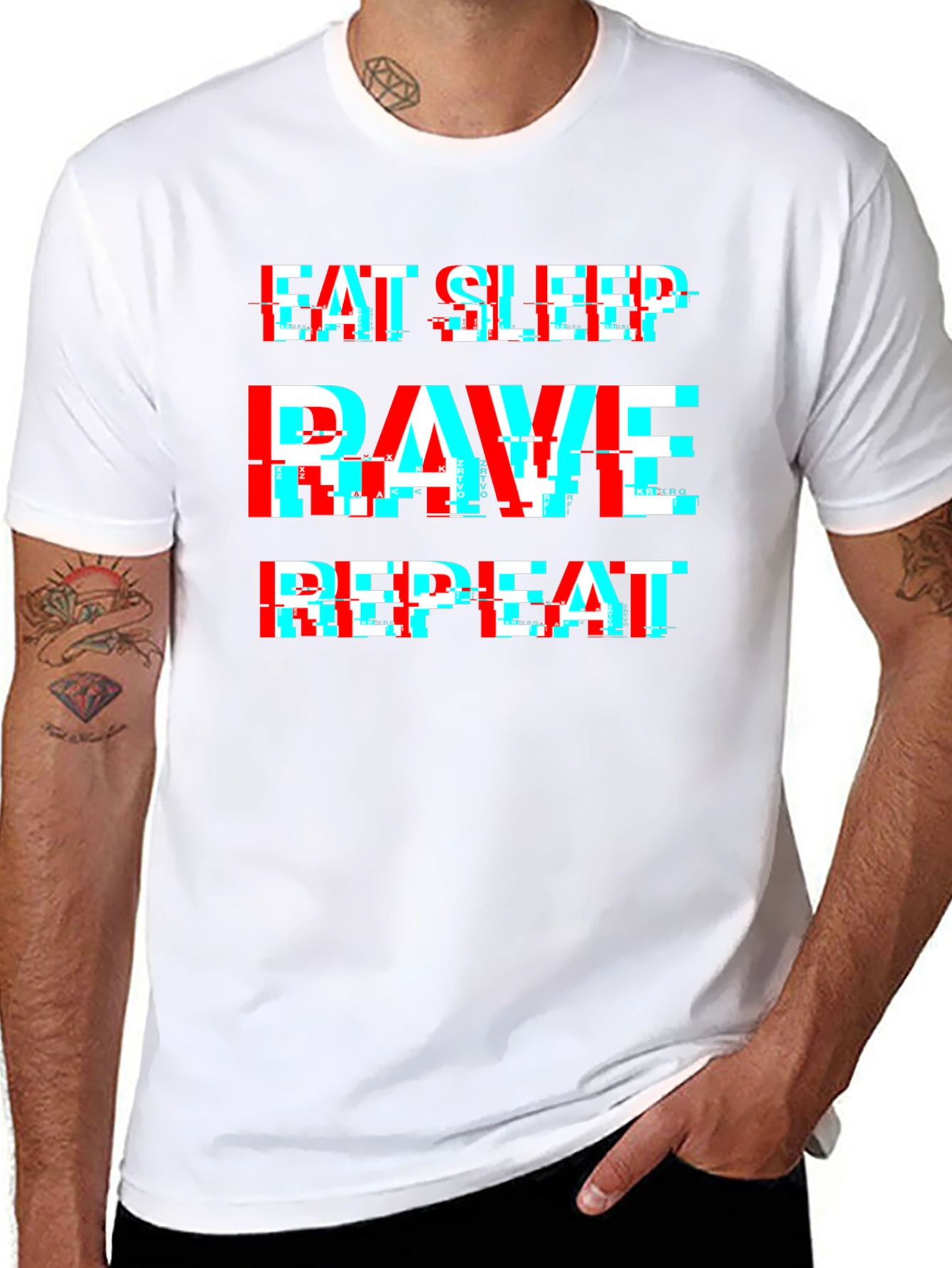 Eat Sleep Rave Repeat Glitch Tee