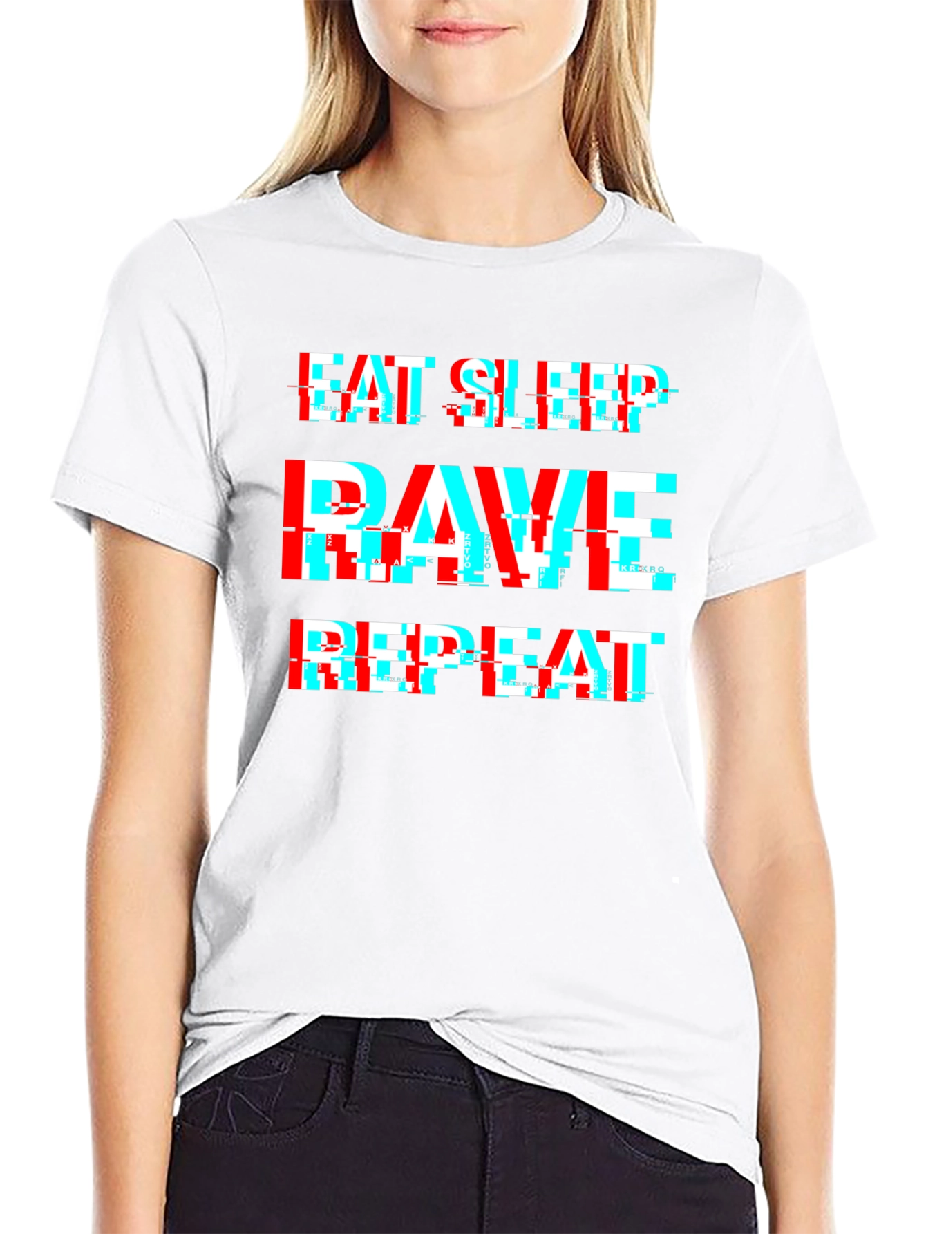 Eat Sleep Rave Repeat Glitch Tee