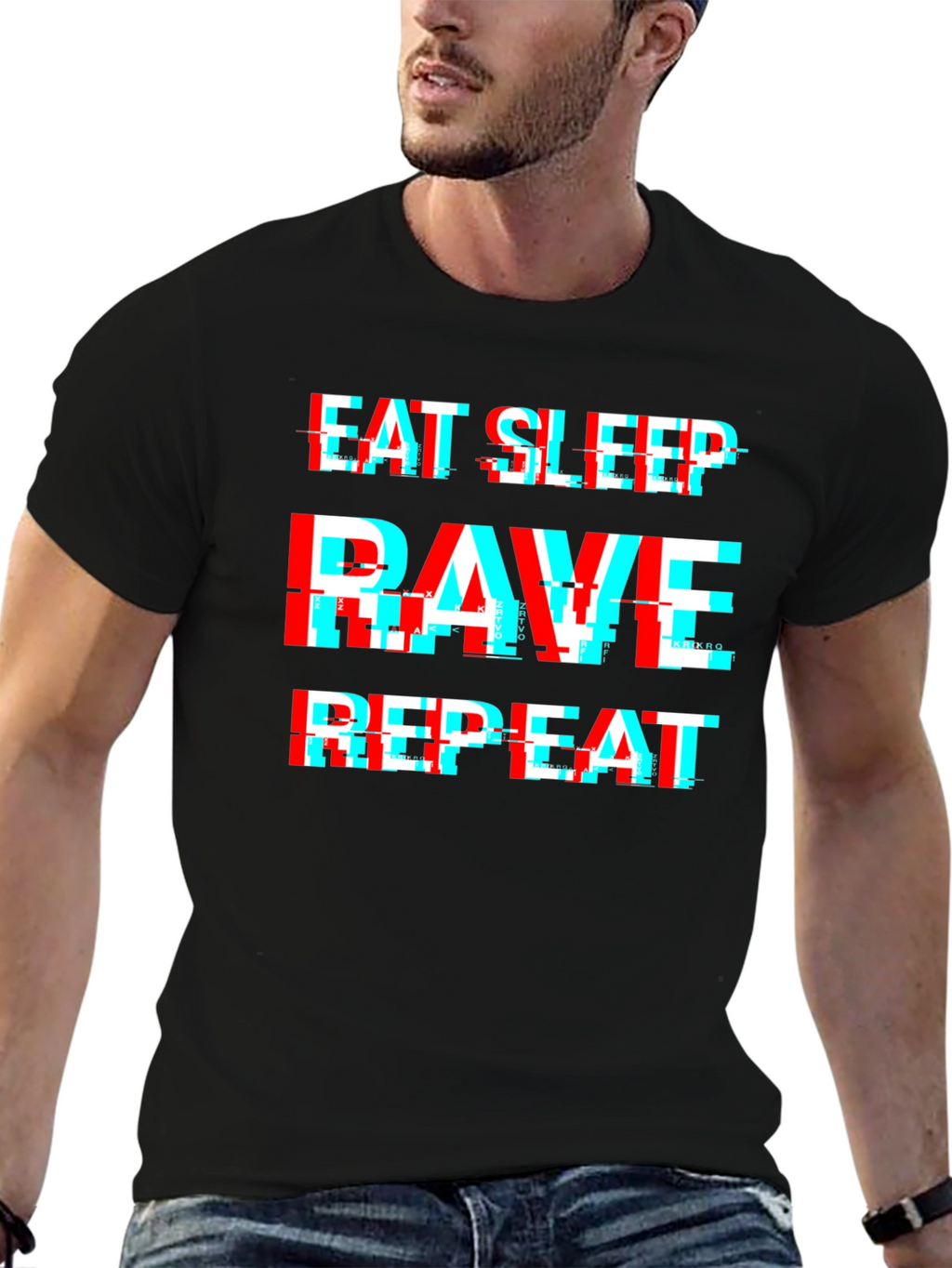 Eat Sleep Rave Repeat Glitch Tee