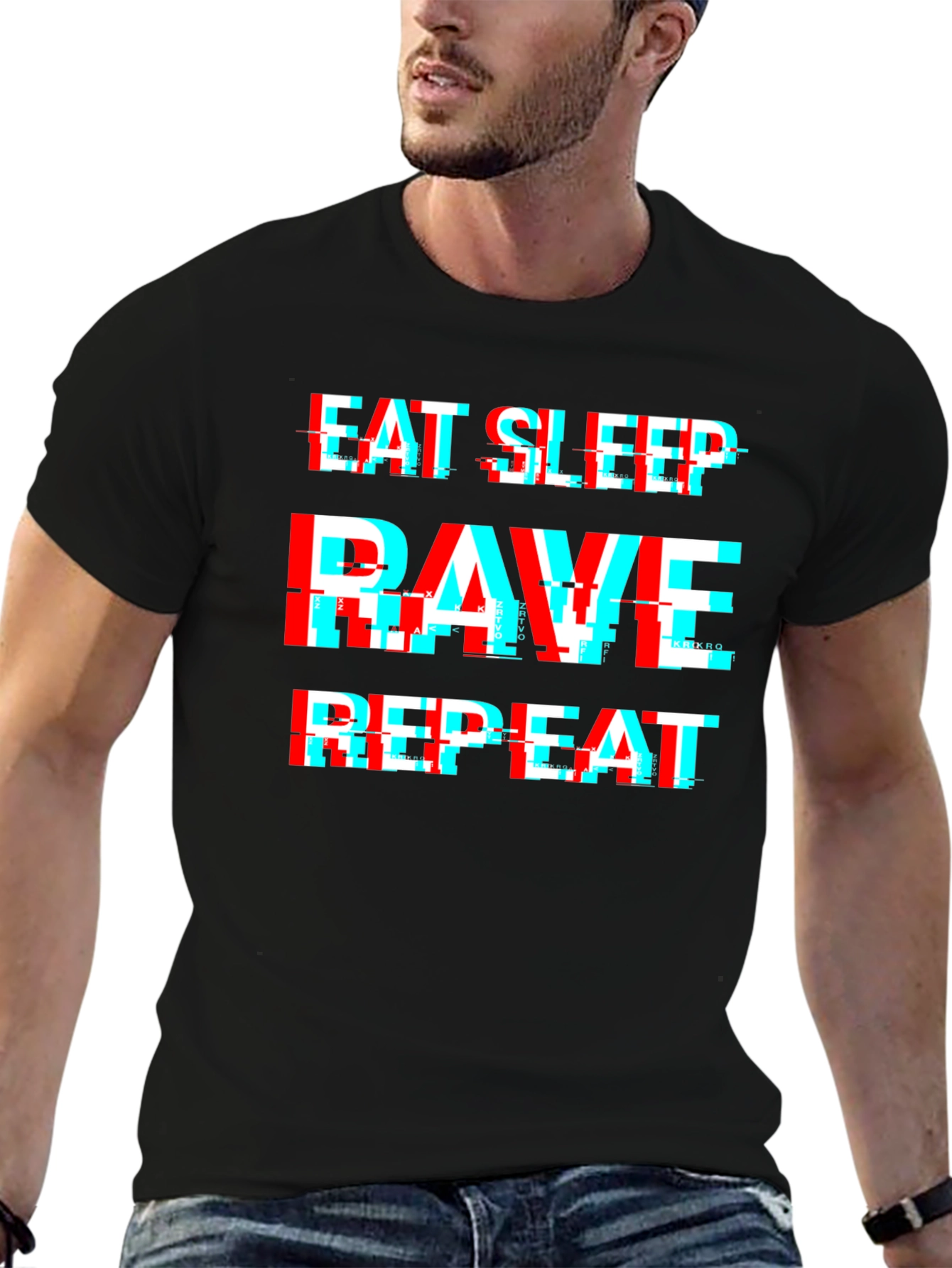 Eat Sleep Rave Repeat Glitch Tee