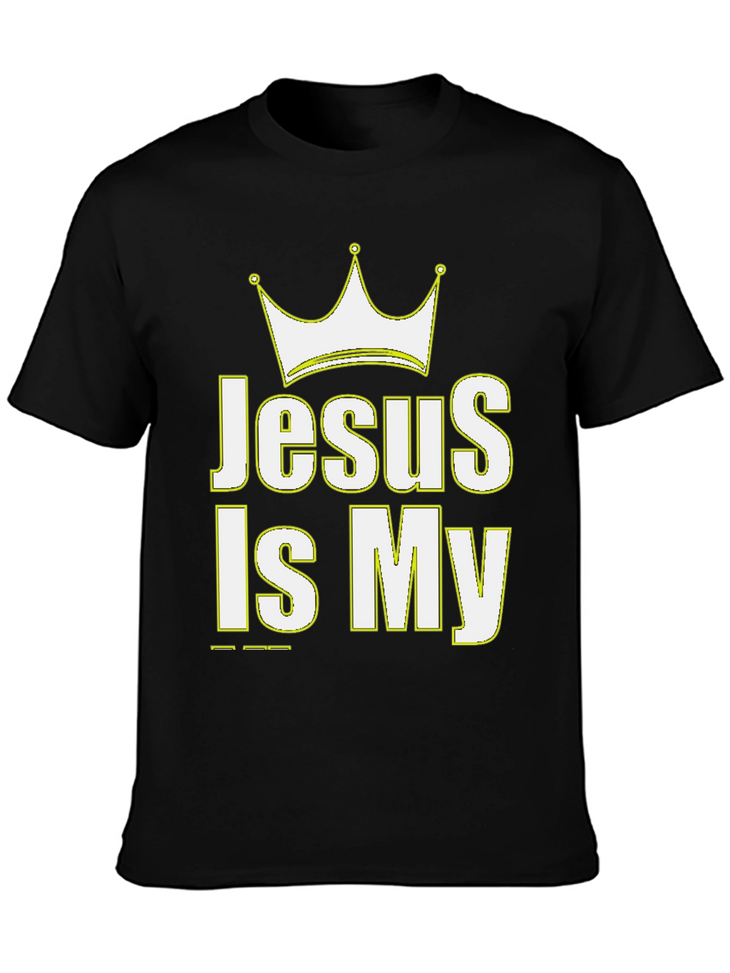 Jesus Is My King Crown Graphic Black T-Shirt