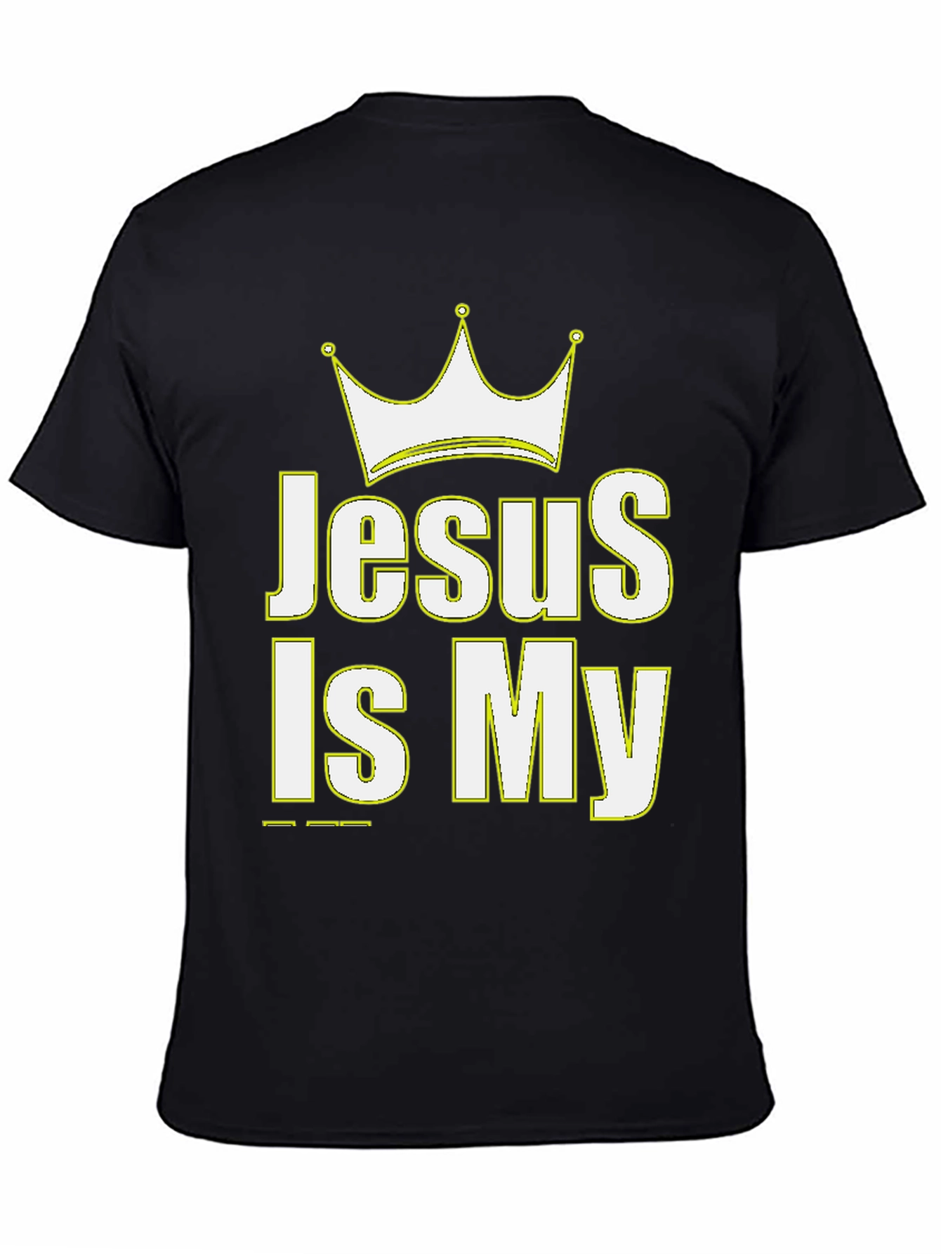 Jesus Is My King Crown Graphic Black T-Shirt
