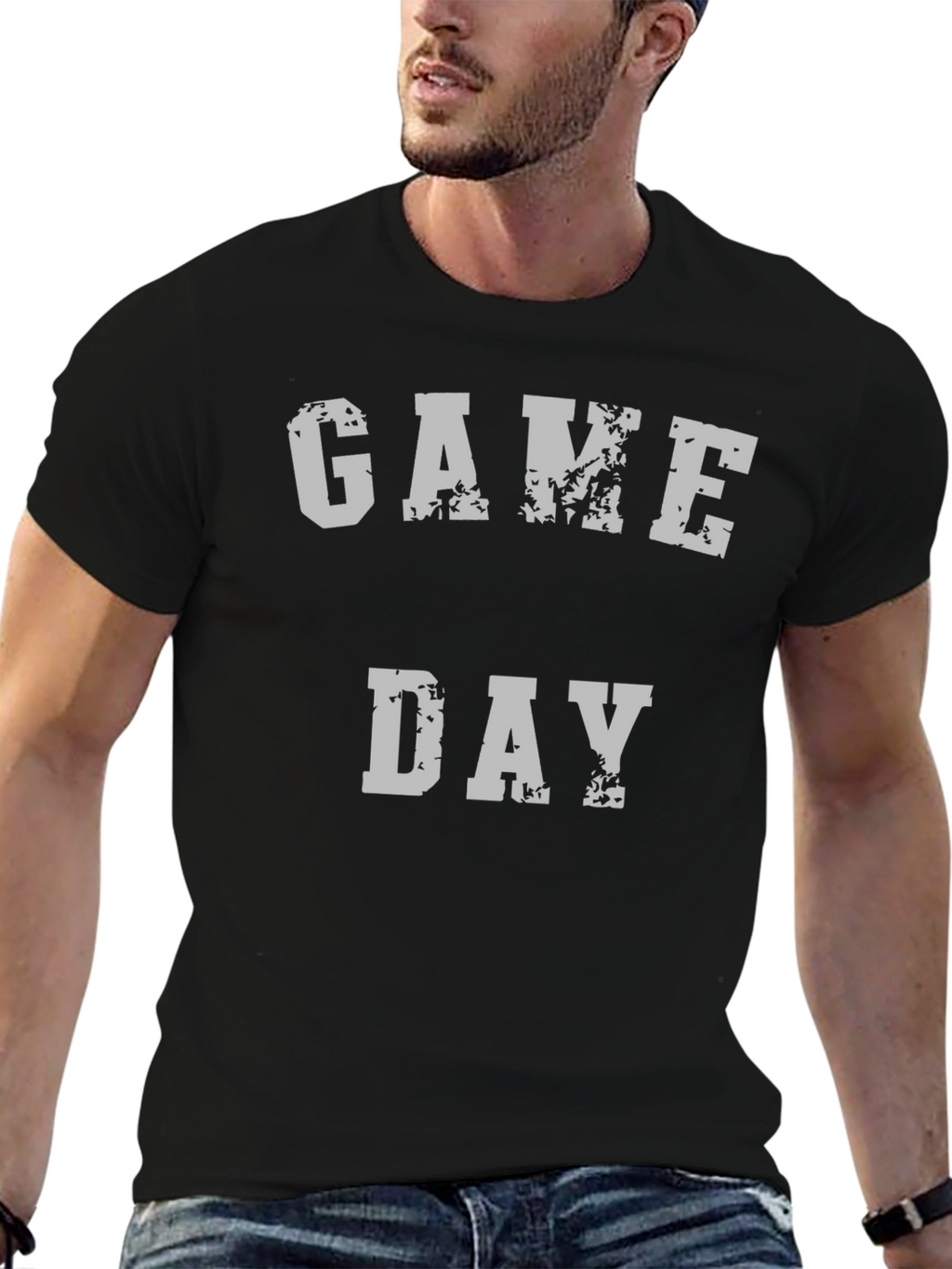Game Day Graphic Tee - Black Cotton T-Shirt