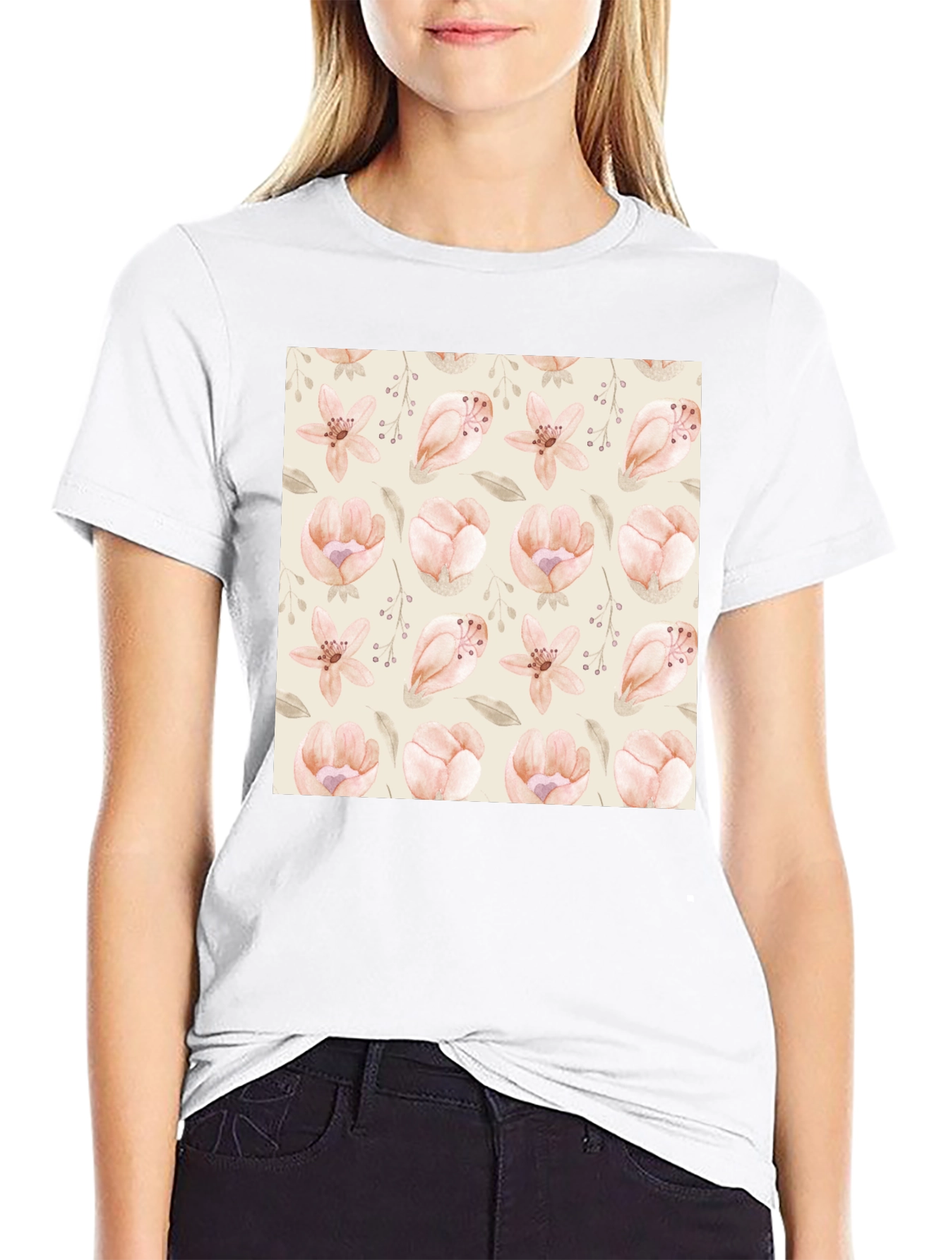Floral Print Black T-Shirt - Stylish Casual Wear