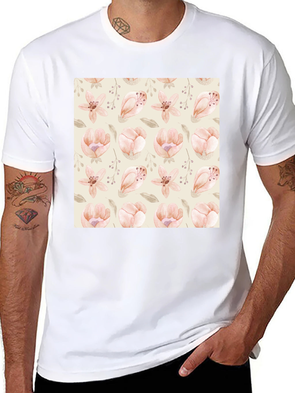 Floral Print Black T-Shirt - Stylish Casual Wear