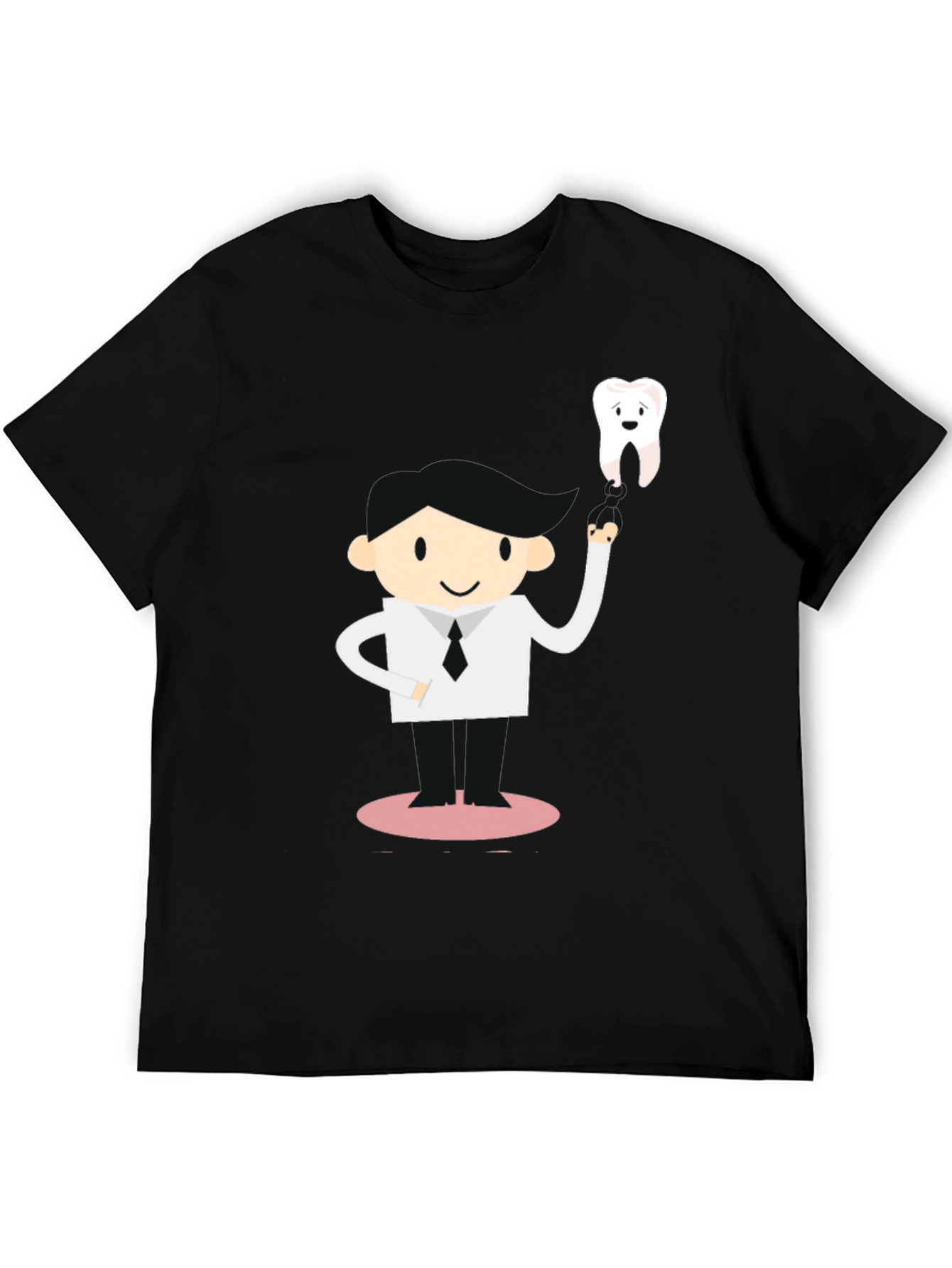 Dentist Cartoon Graphic Black T-Shirt