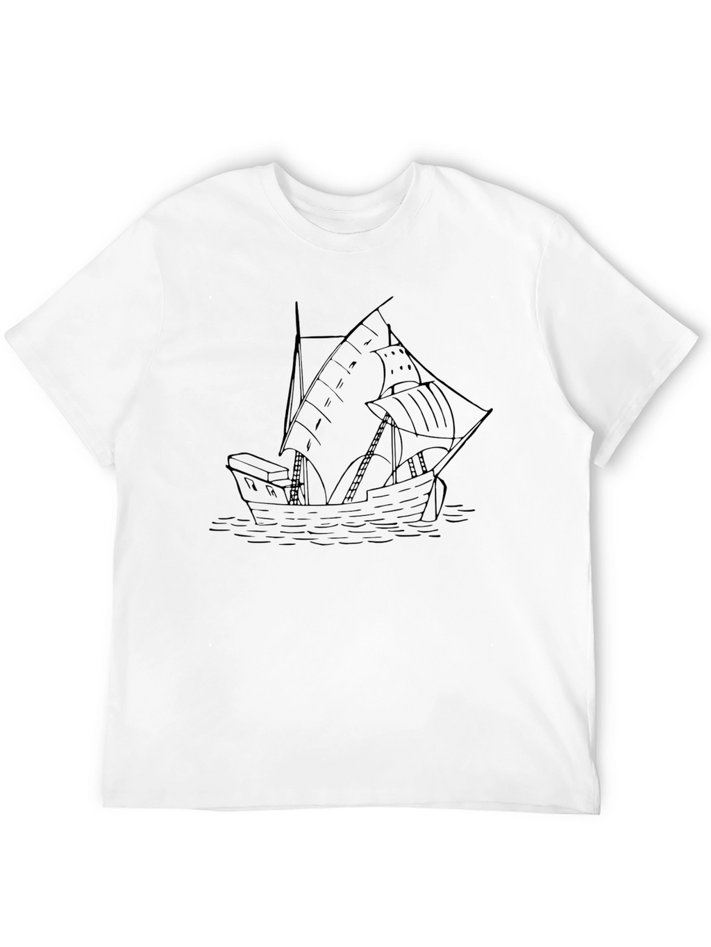 Nautical Ship Black Graphic Tee for Men