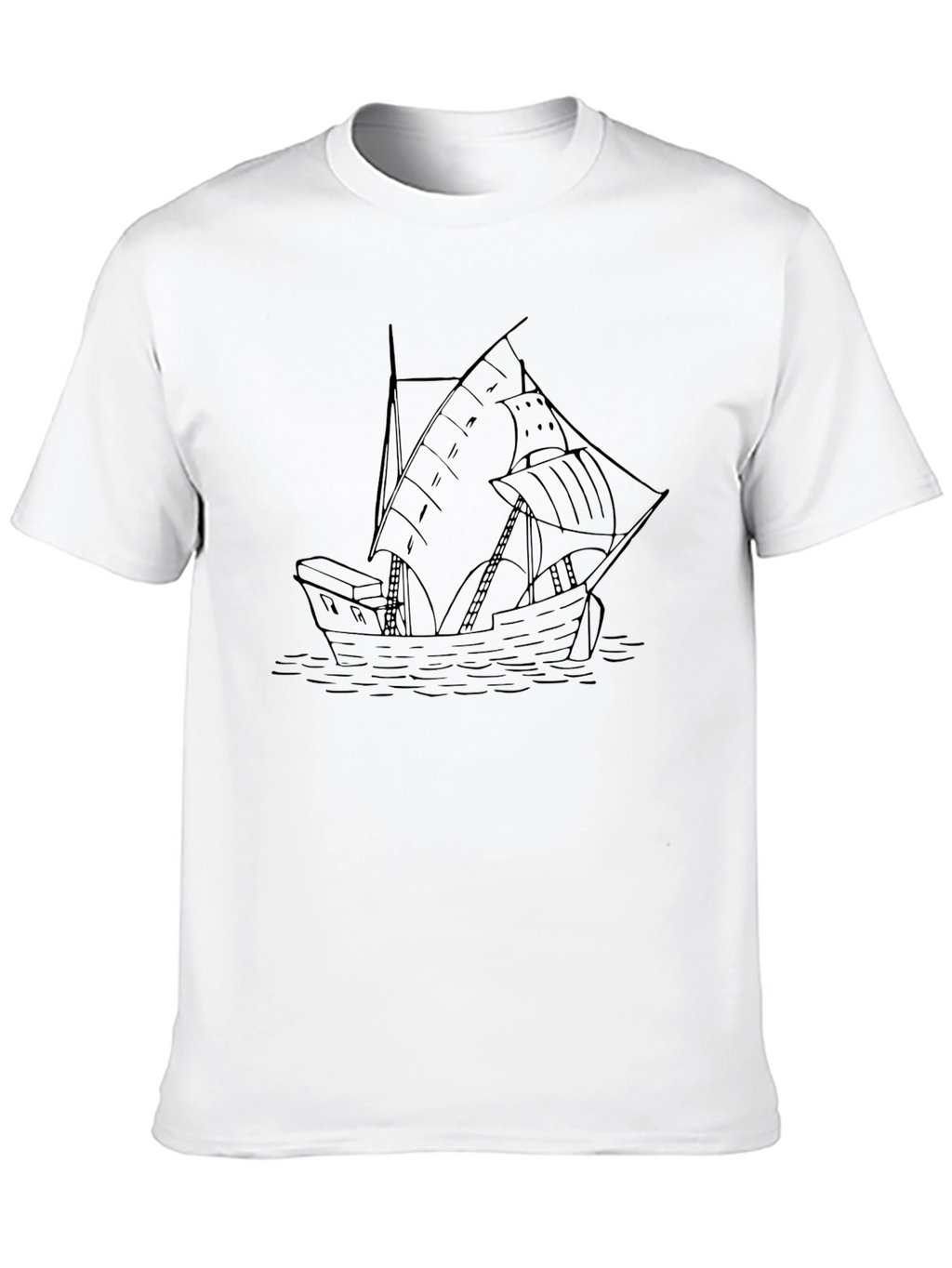 Nautical Ship Black Graphic Tee for Men