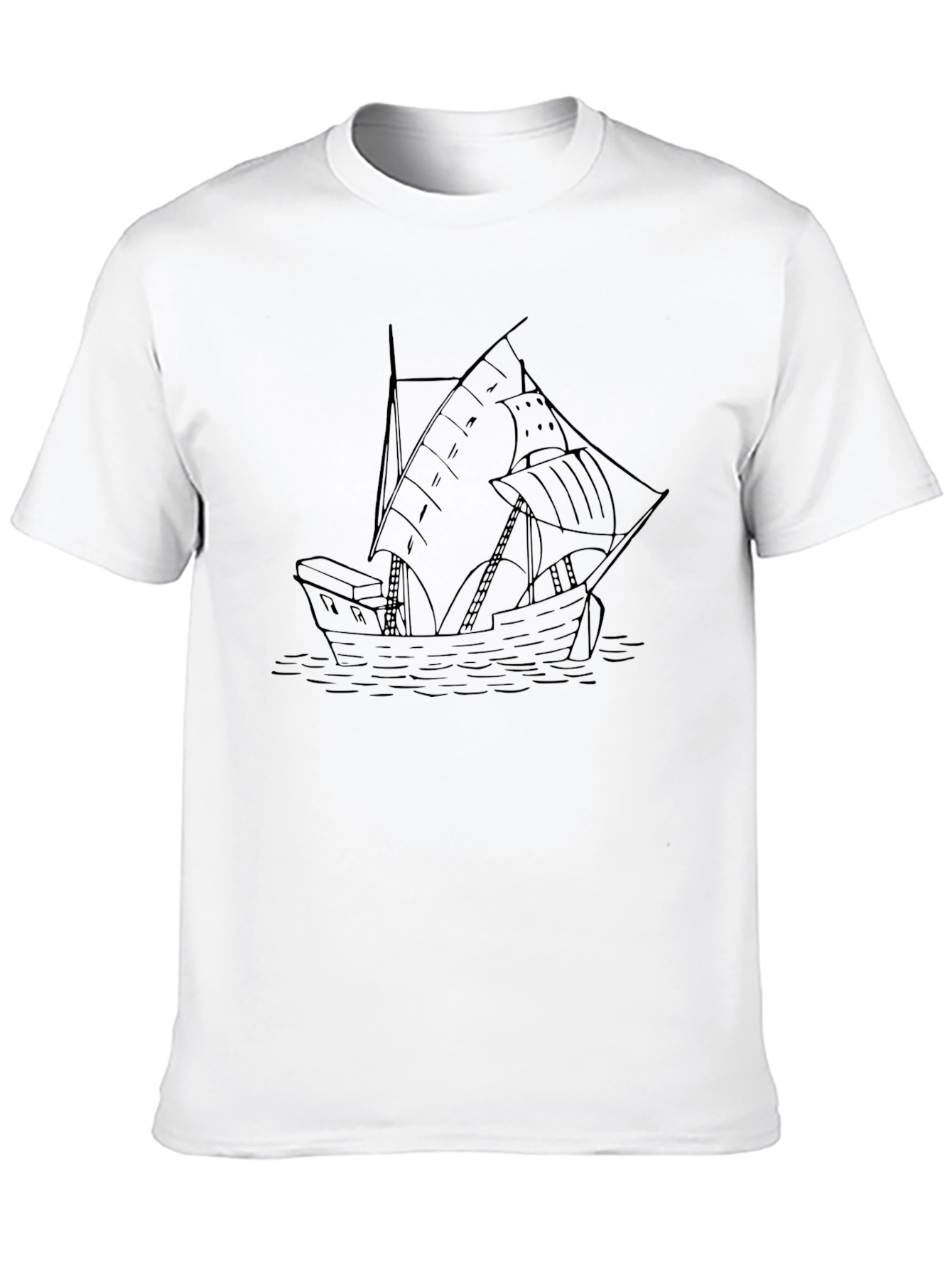 Nautical Ship Black Graphic Tee for Men