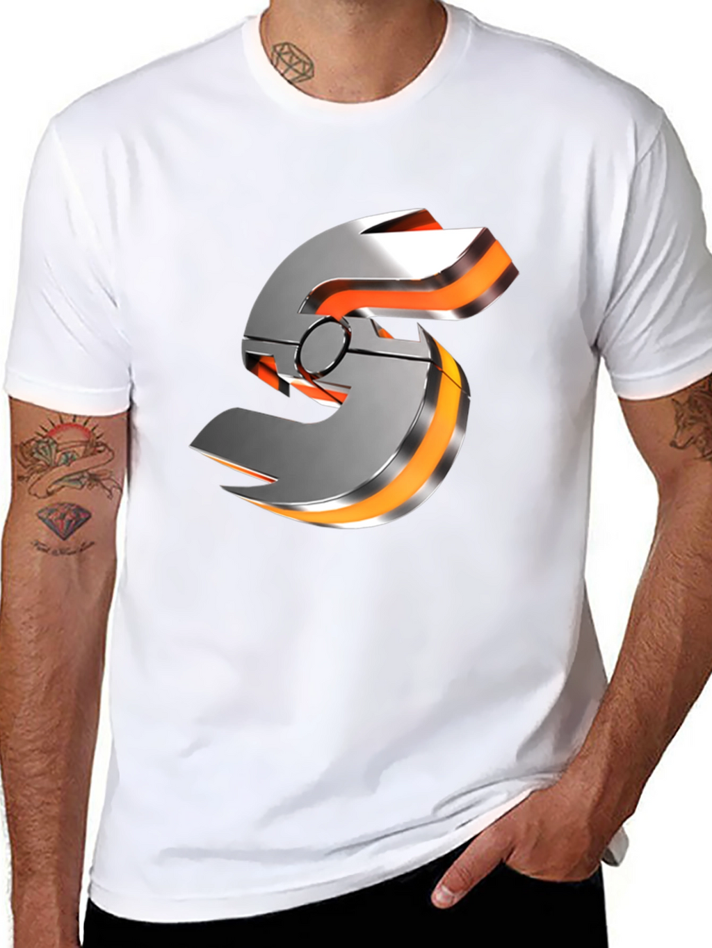 Futuristic Graphic T-Shirt - Metallic S Logo