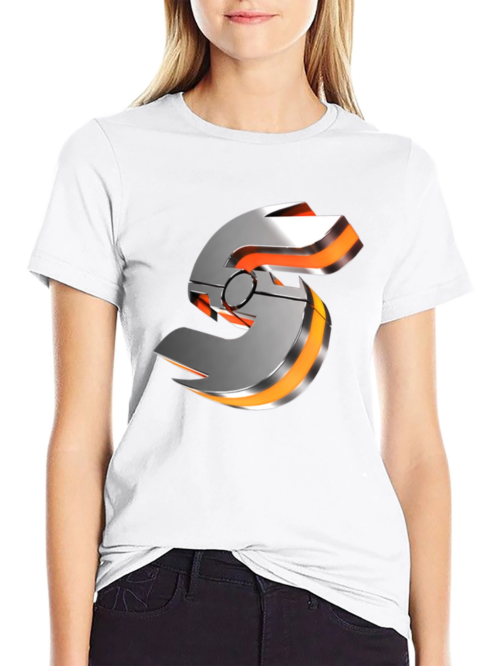 Futuristic Graphic T-Shirt - Metallic S Logo