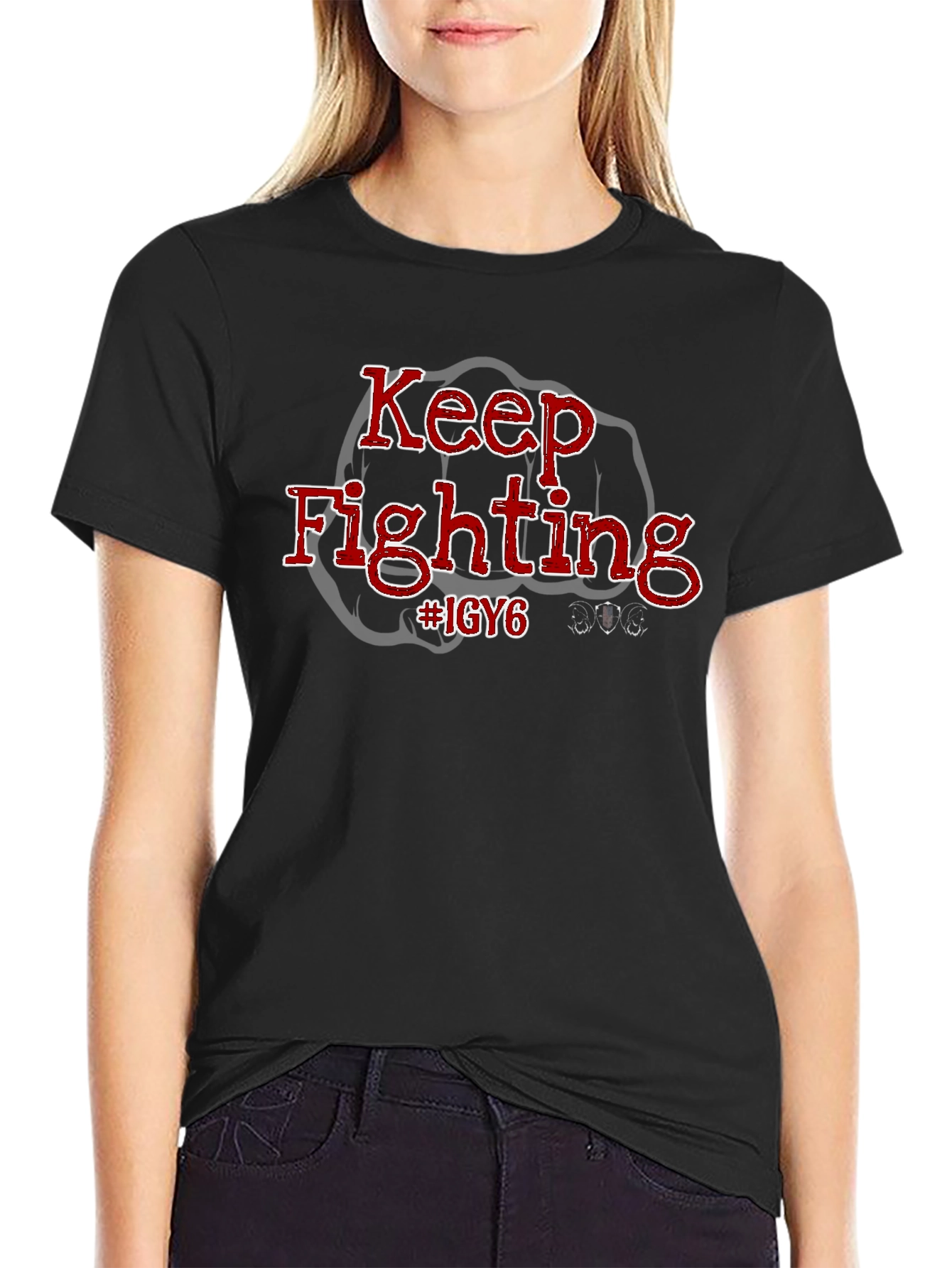 Keep Fighting IGY6 Black T-Shirt
