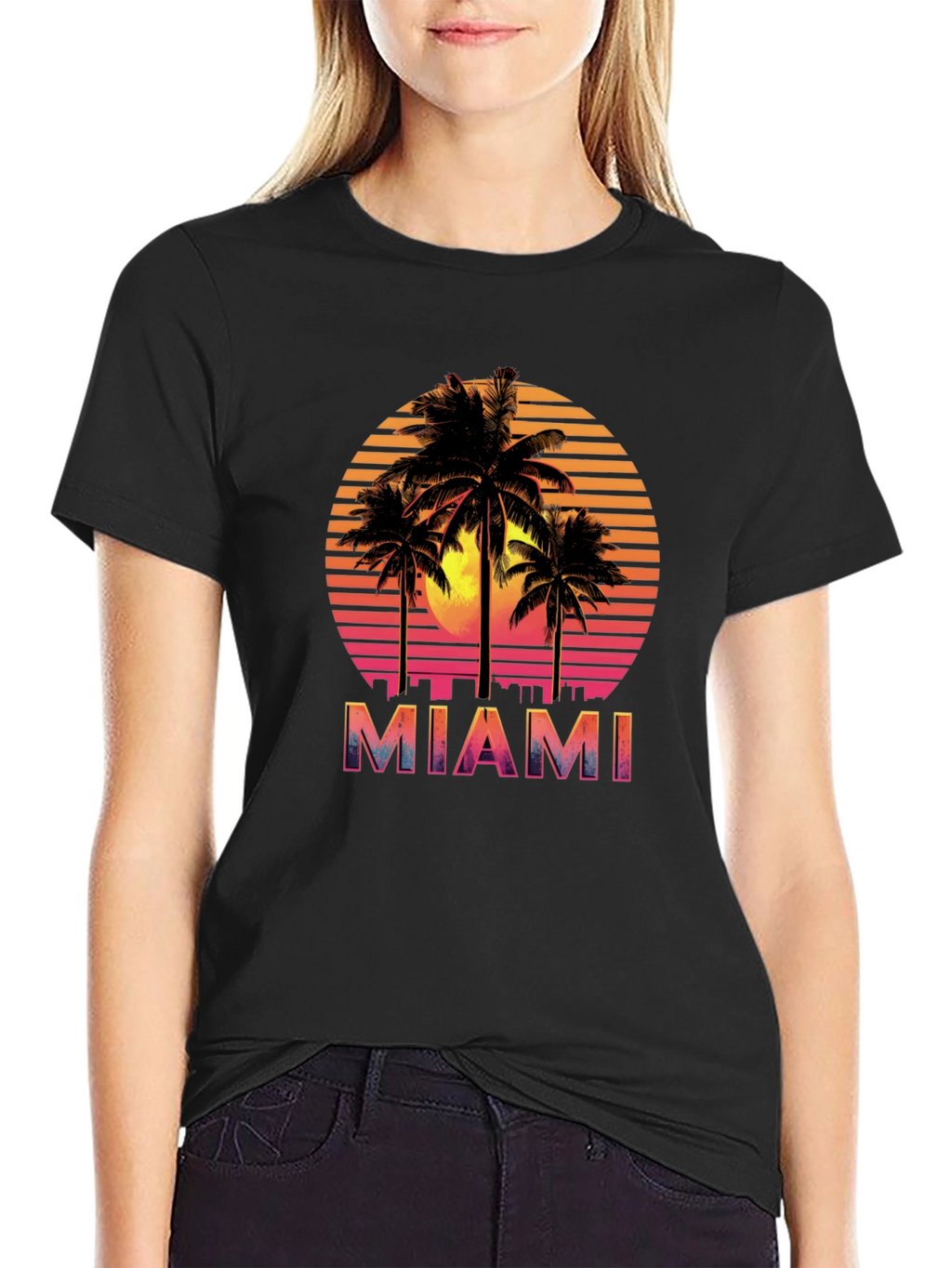Miami Sunset Palm Tree Graphic Tee